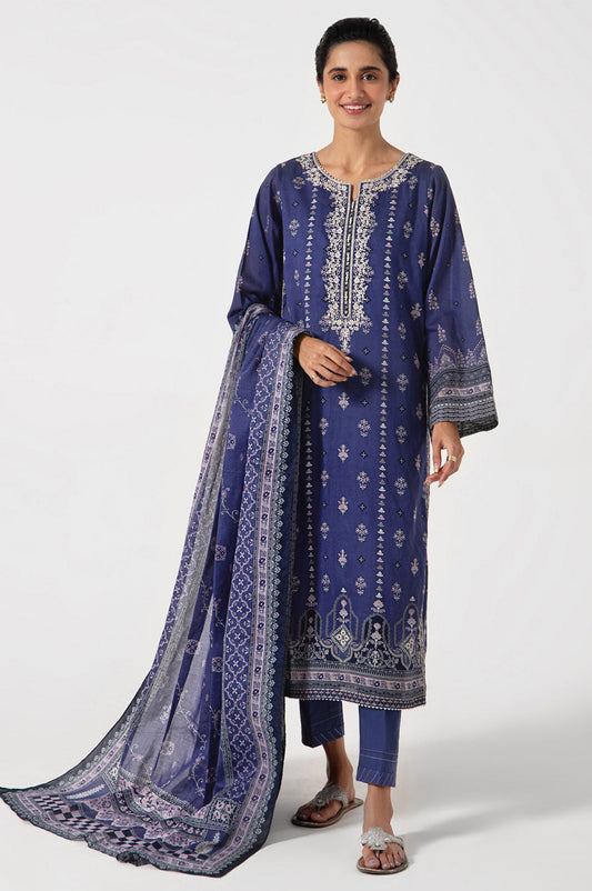 Unstitched 3 Piece Embroidered Lawn Suit