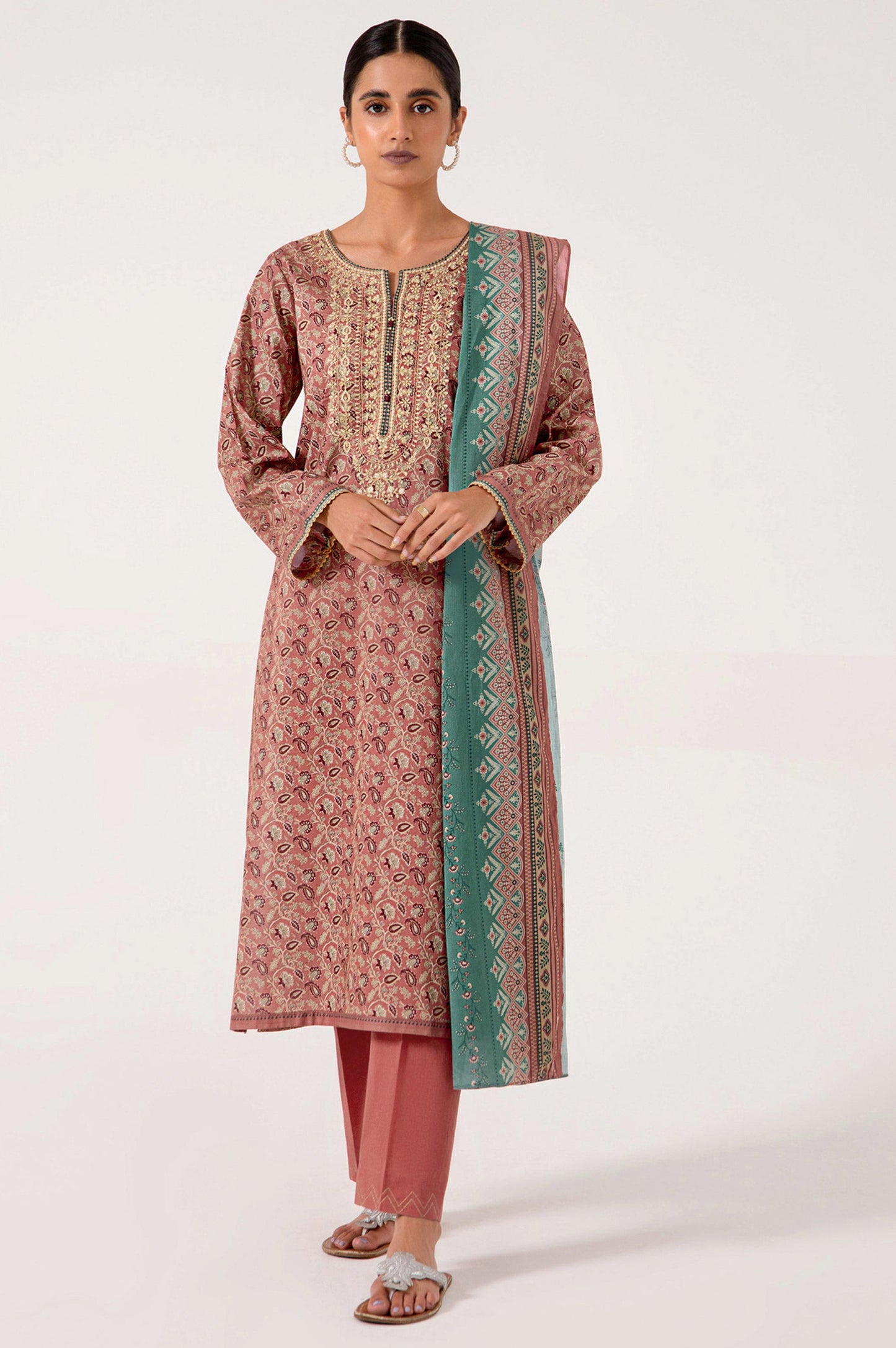 Unstitched 3 Piece Embroidered Lawn Suit