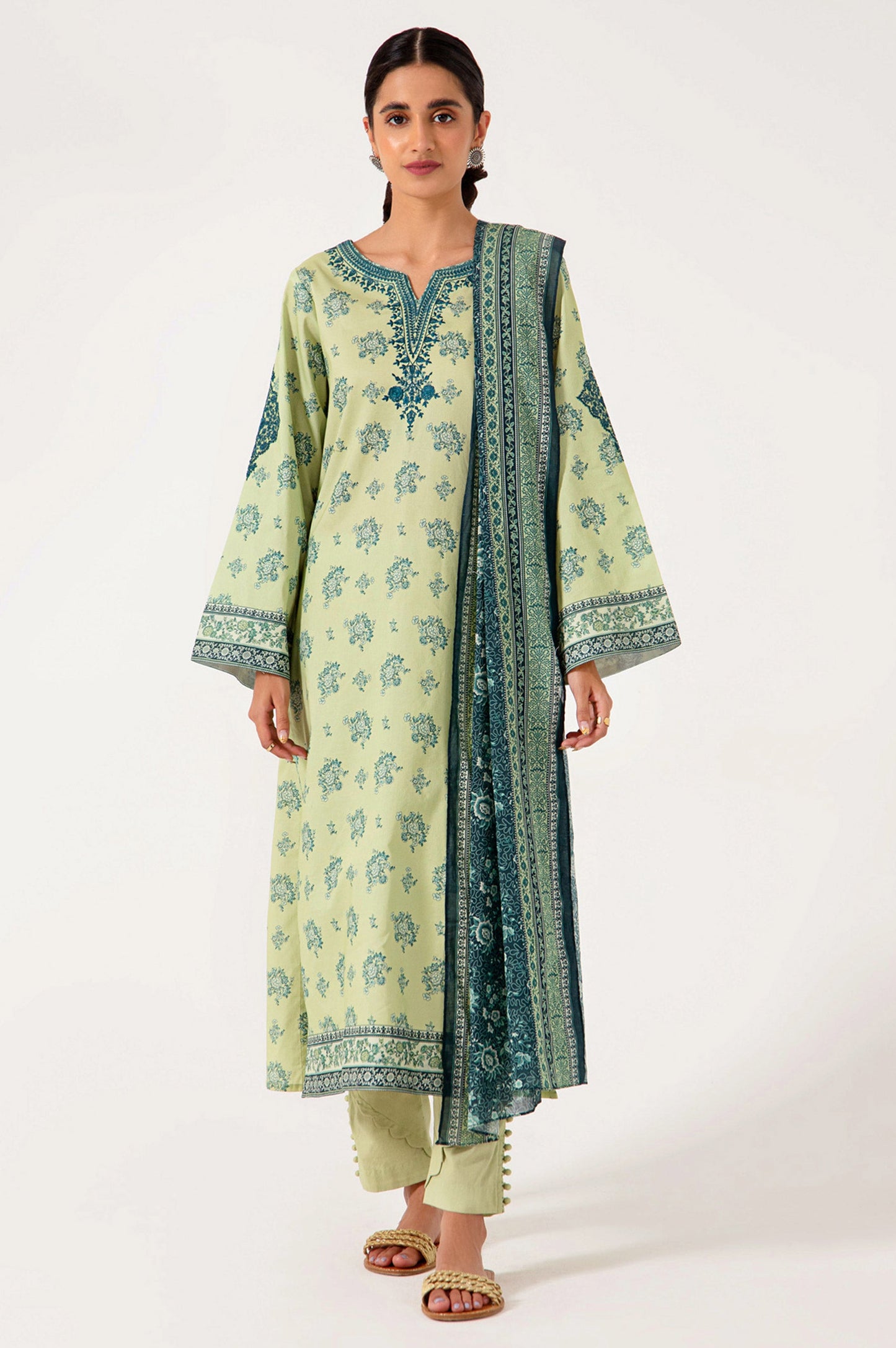 Stitched 3 Piece Embroidered Lawn Suit