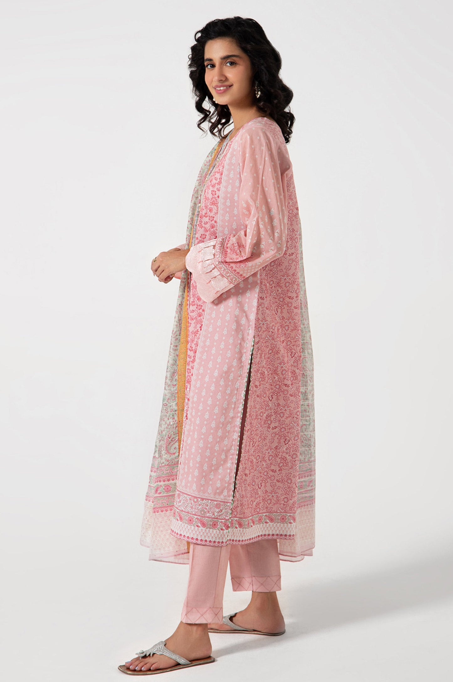 Stitched 3 Piece Embroidered Lawn with Sequins Zari Suit