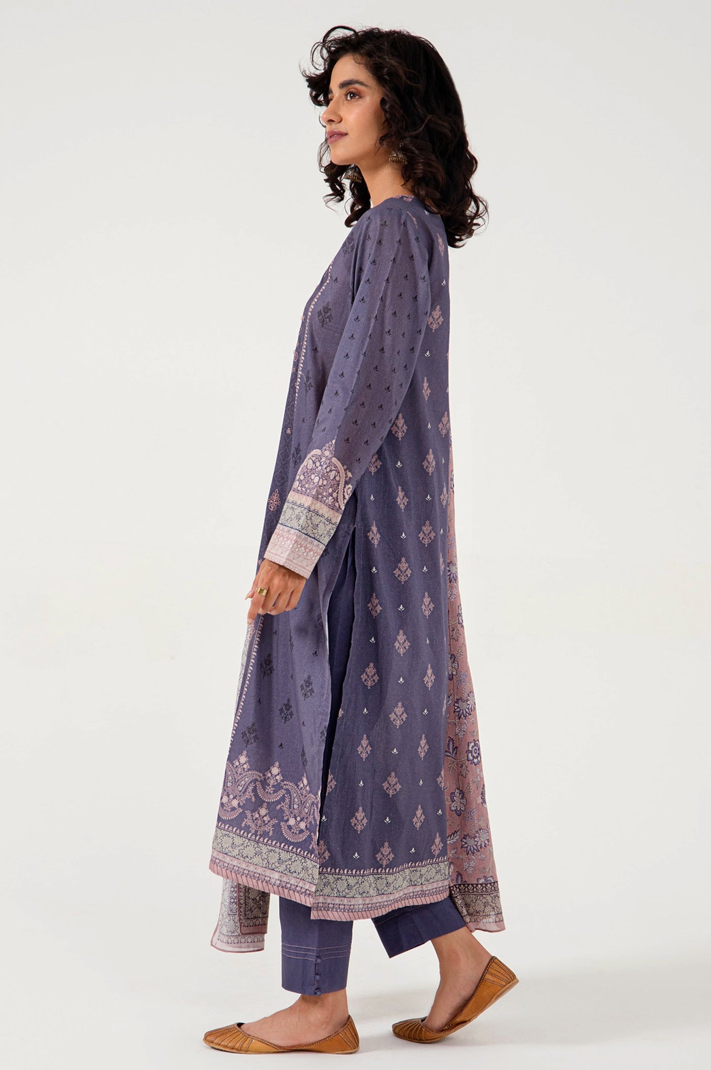 Stitched 3 Piece Embroidered Lawn with Cotton Net Suit