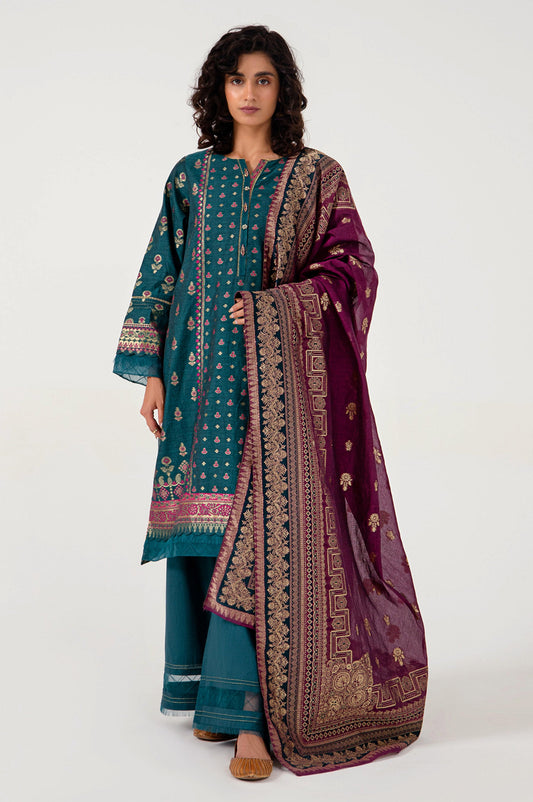Unstitched 3 Piece Yarn Dyed Jacquard Suit
