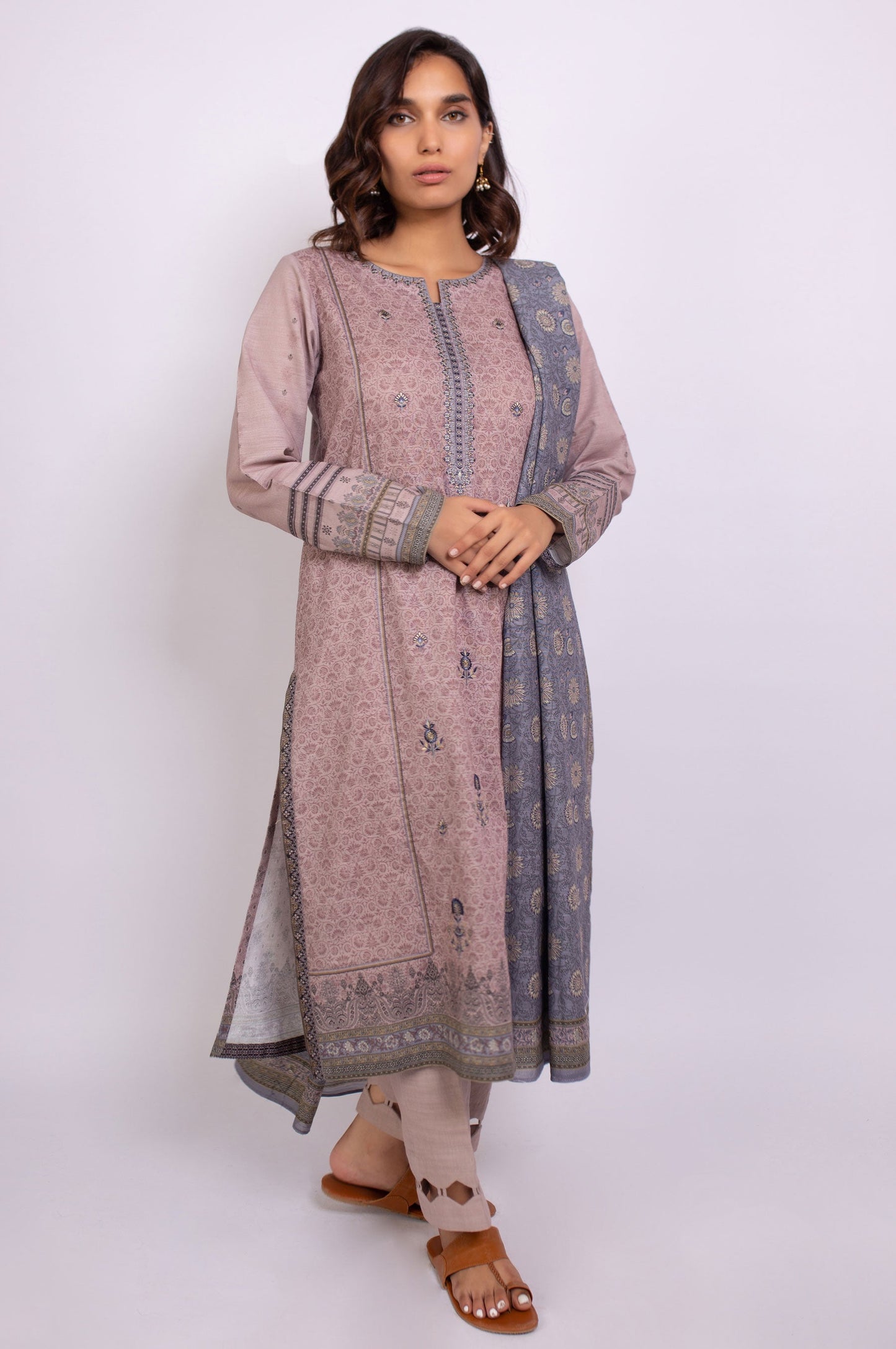 Stitched 3 Piece Embroidered Cottel Suit