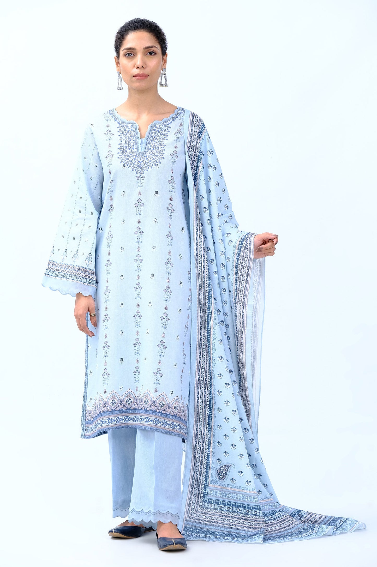 Unstitched 3 Piece Embroidered Cottel Suit