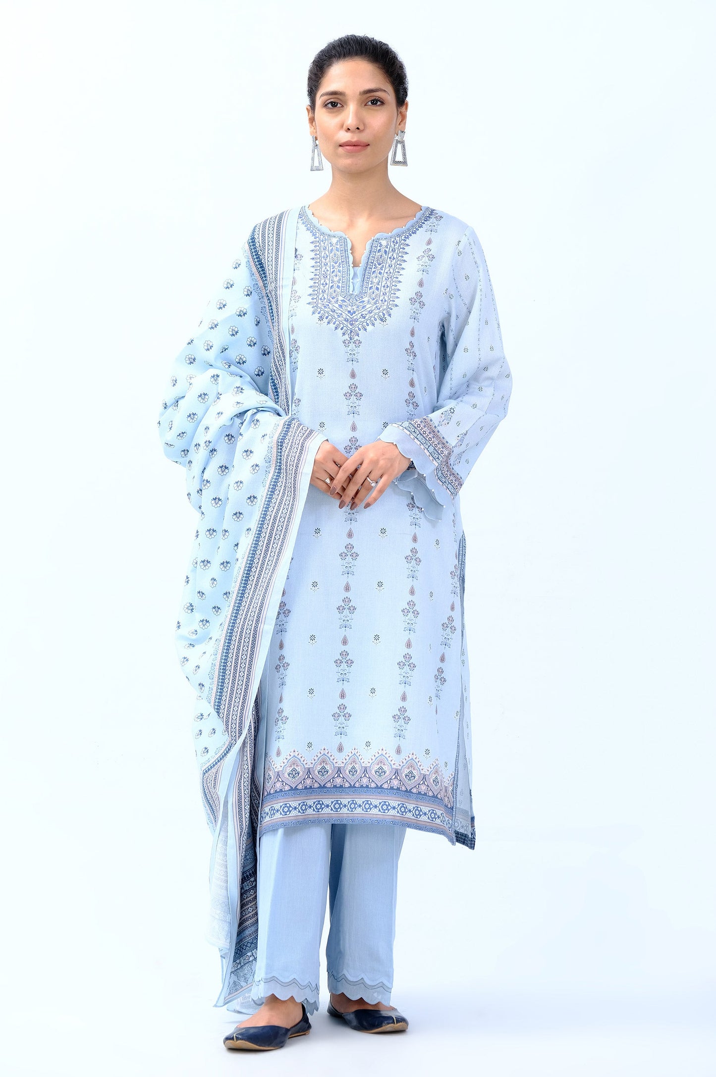 Unstitched 3 Piece Embroidered Cottel Suit