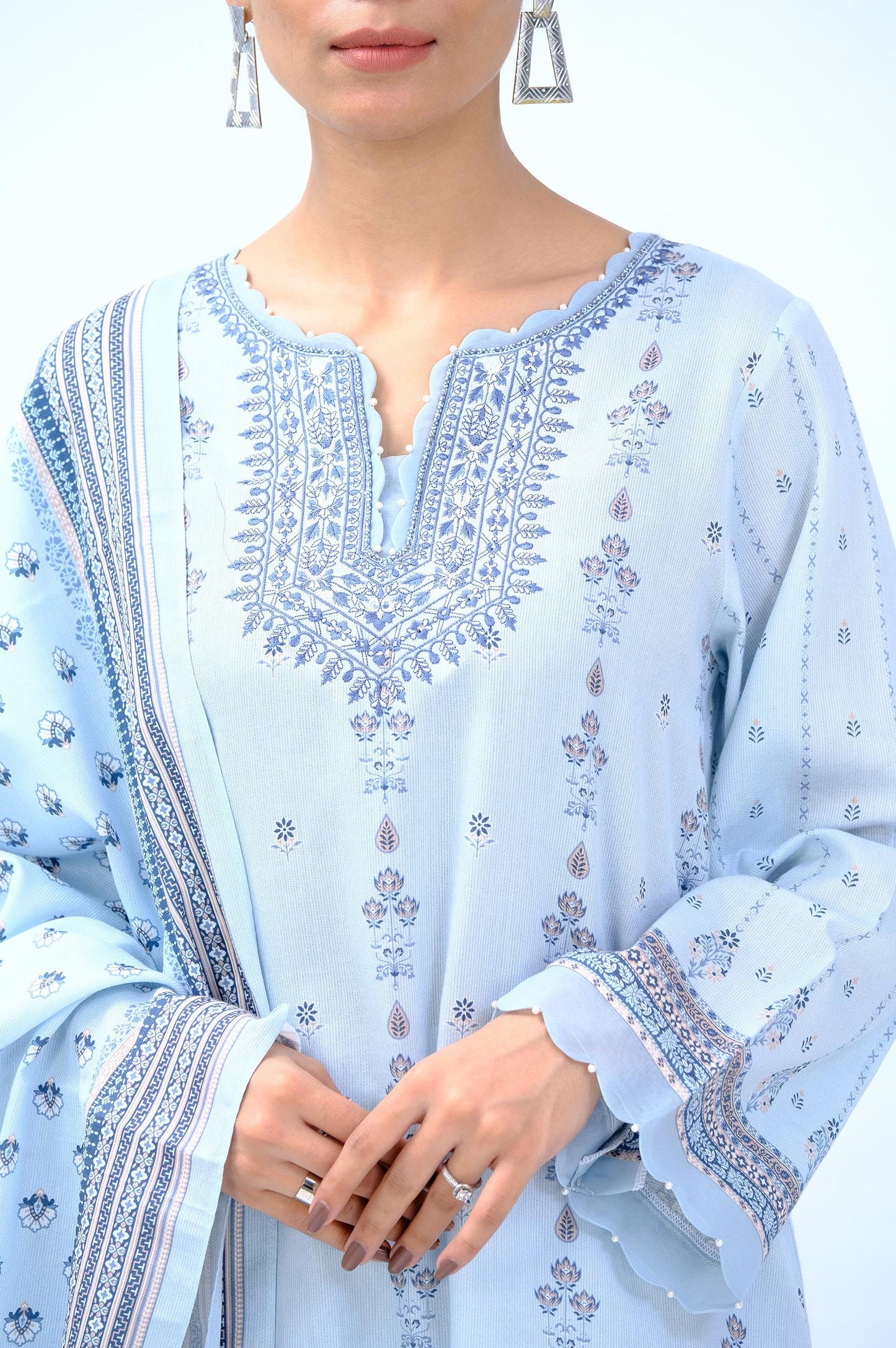 Unstitched 3 Piece Embroidered Cottel Suit