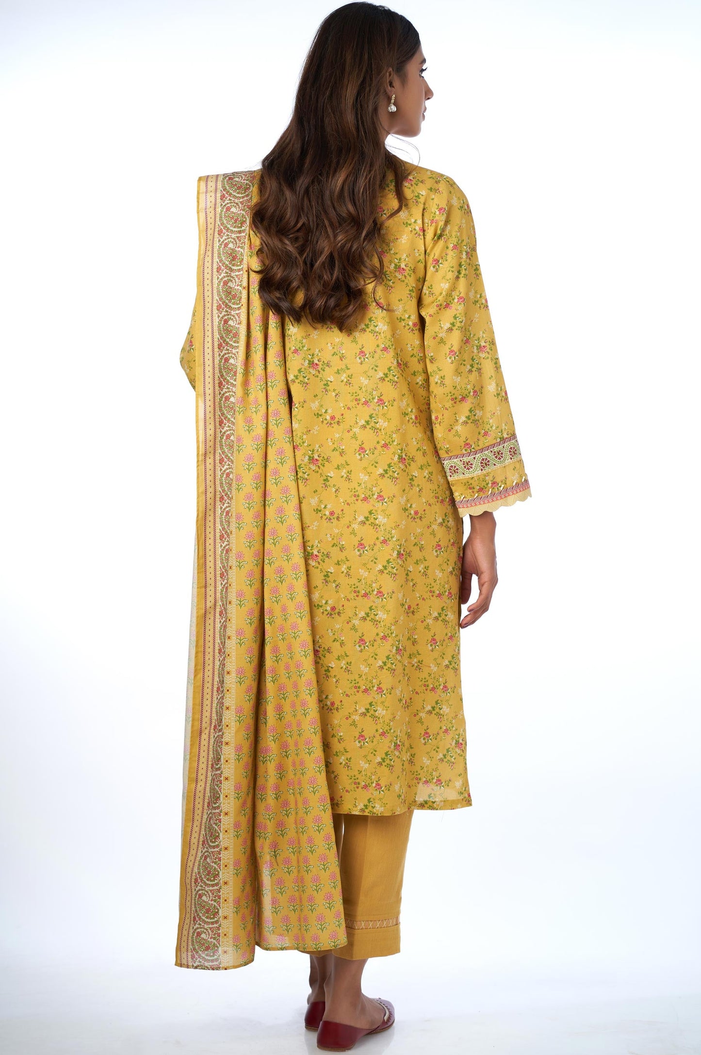 Unstitched 3 Piece Printed Cottel Suit