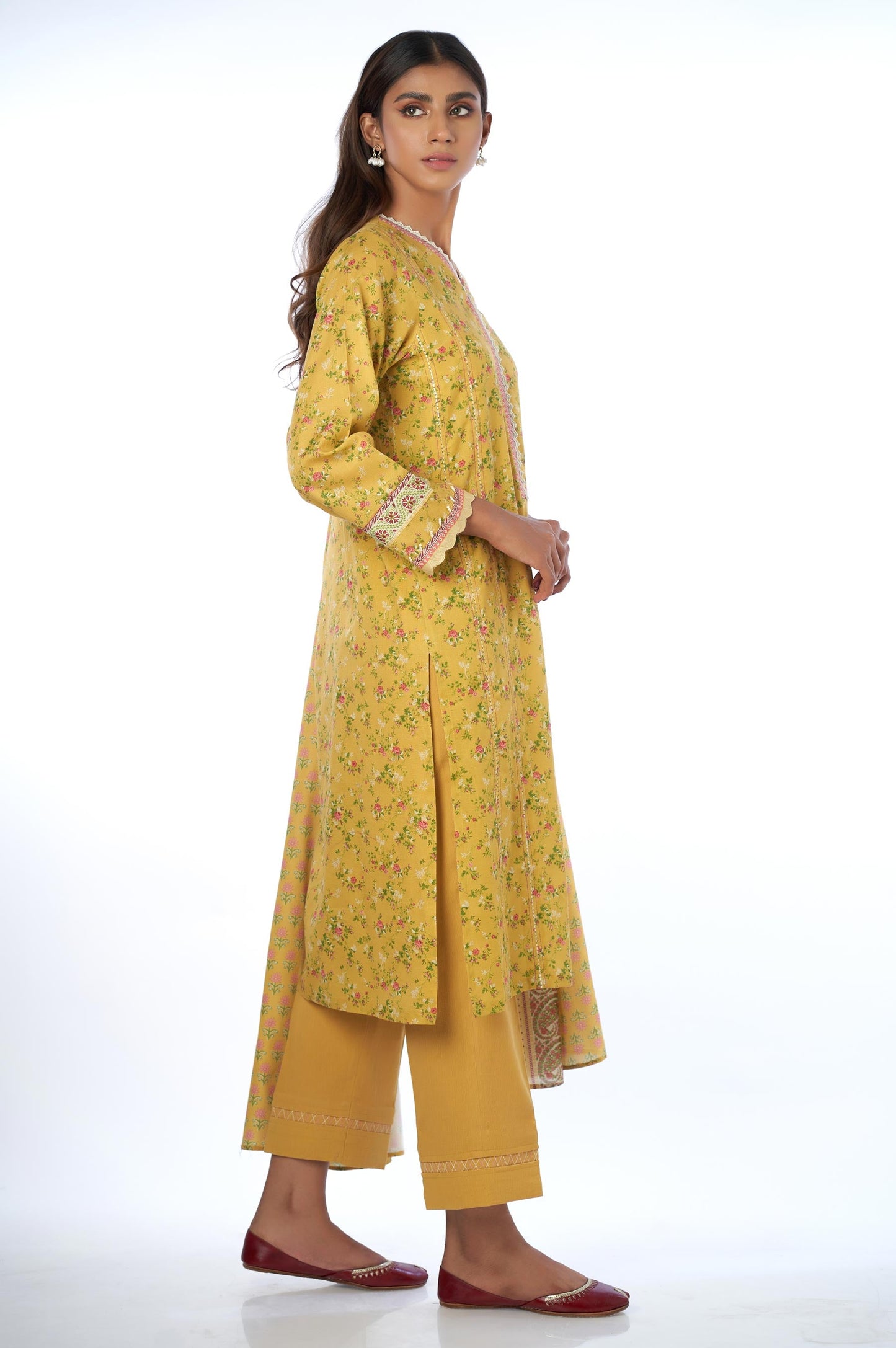 Unstitched 3 Piece Printed Cottel Suit