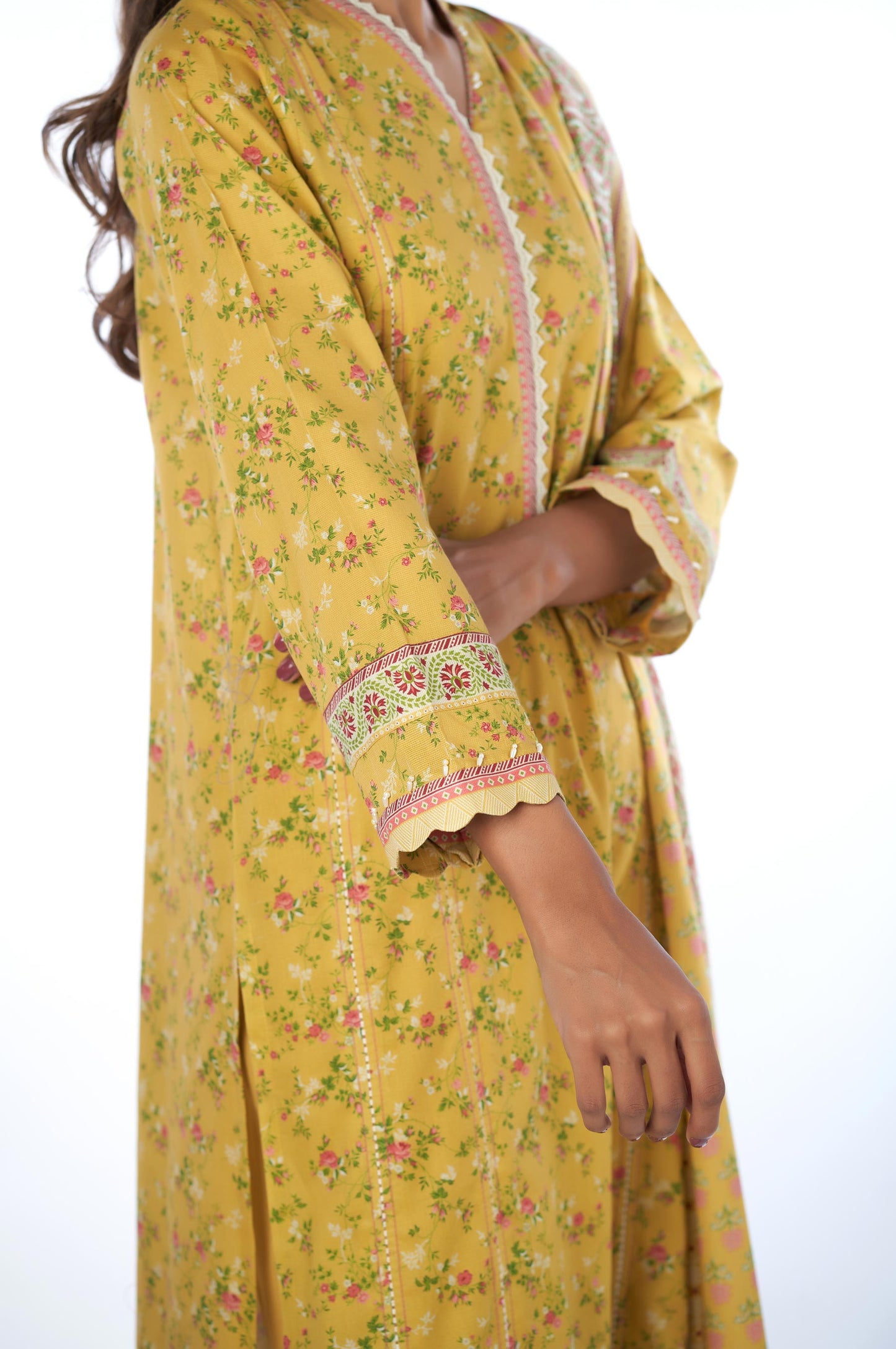 Unstitched 3 Piece Printed Cottel Suit