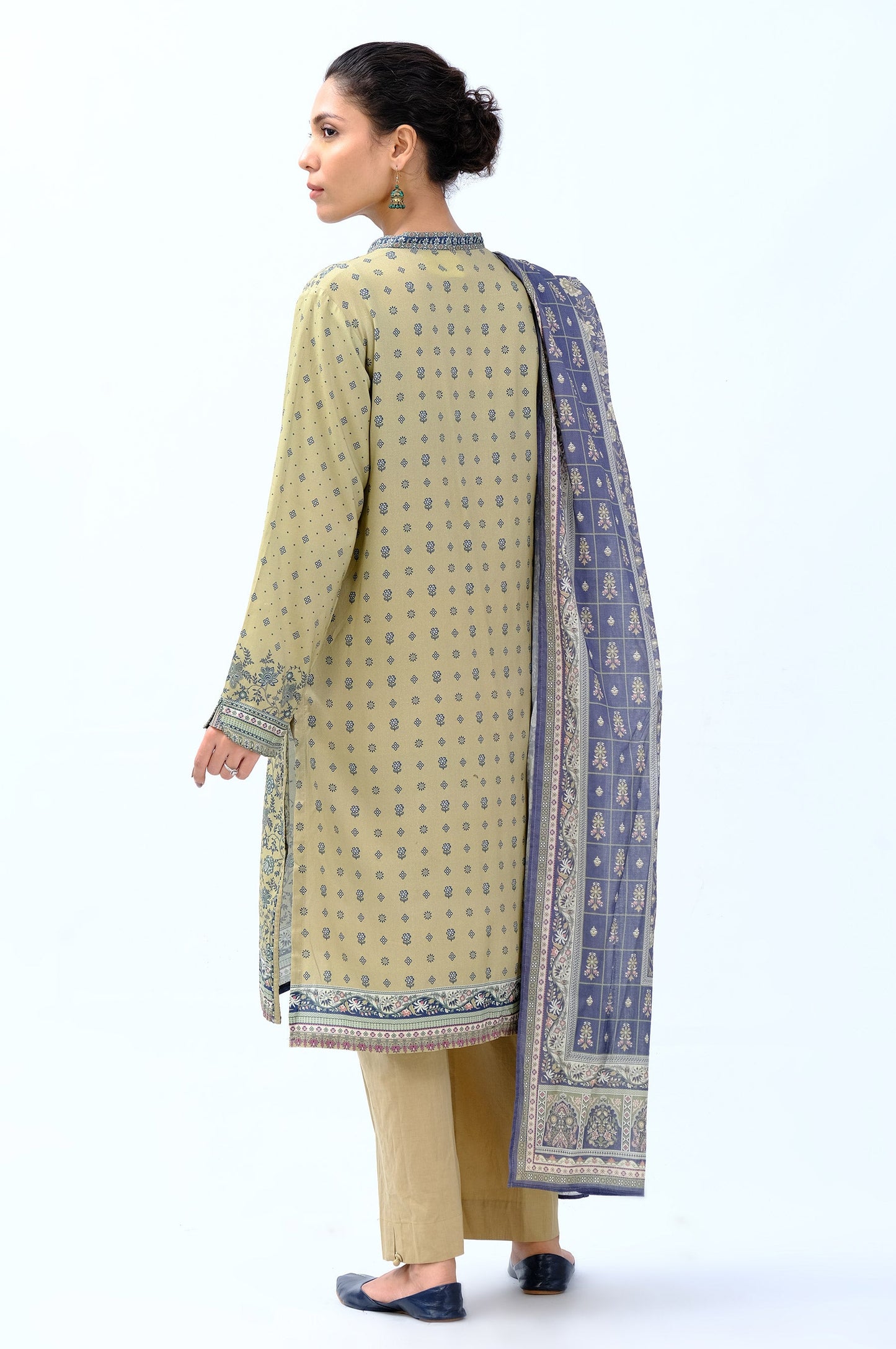 Unstitched 3 Piece Printed Linen Viscose Suit