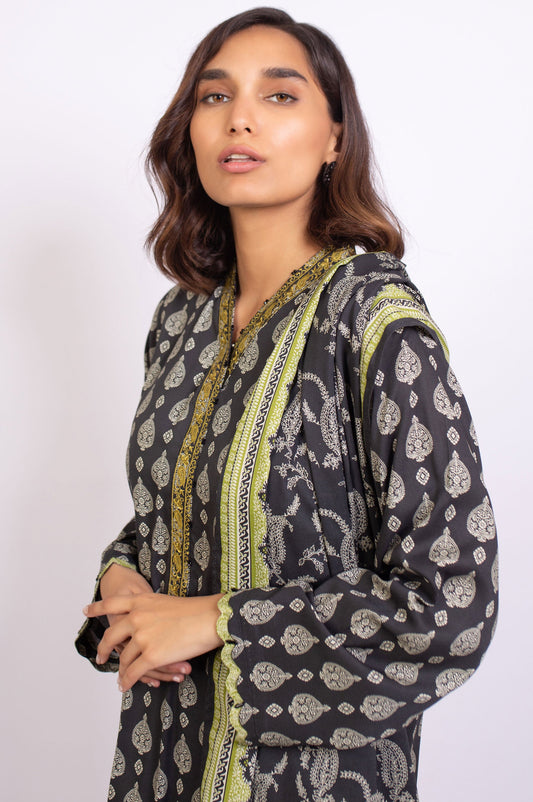 Unstitched 3 Piece Embroidered Linen Viscose Suit