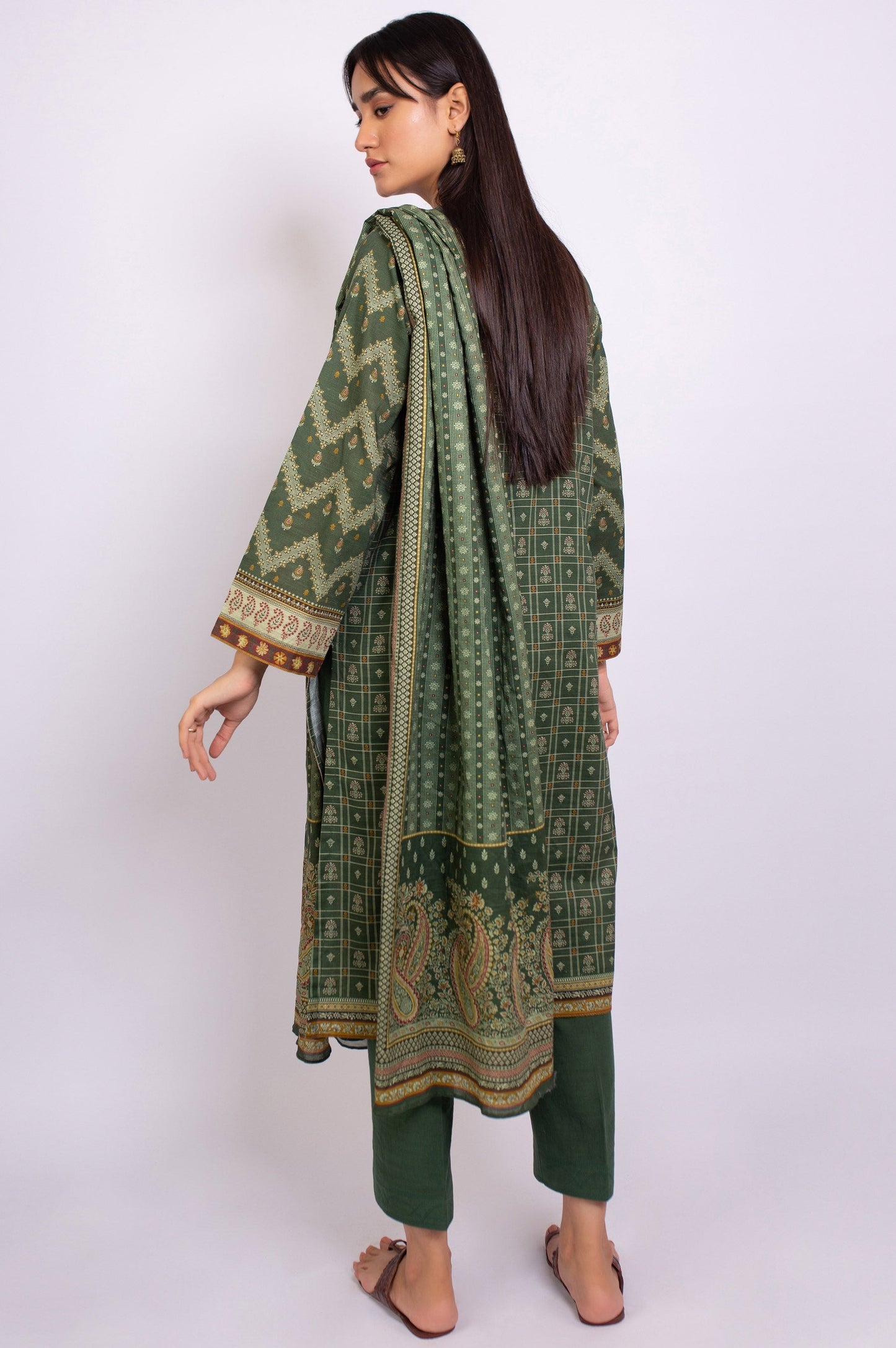 Unstitched 3 Piece Printed Linen Viscose Suit