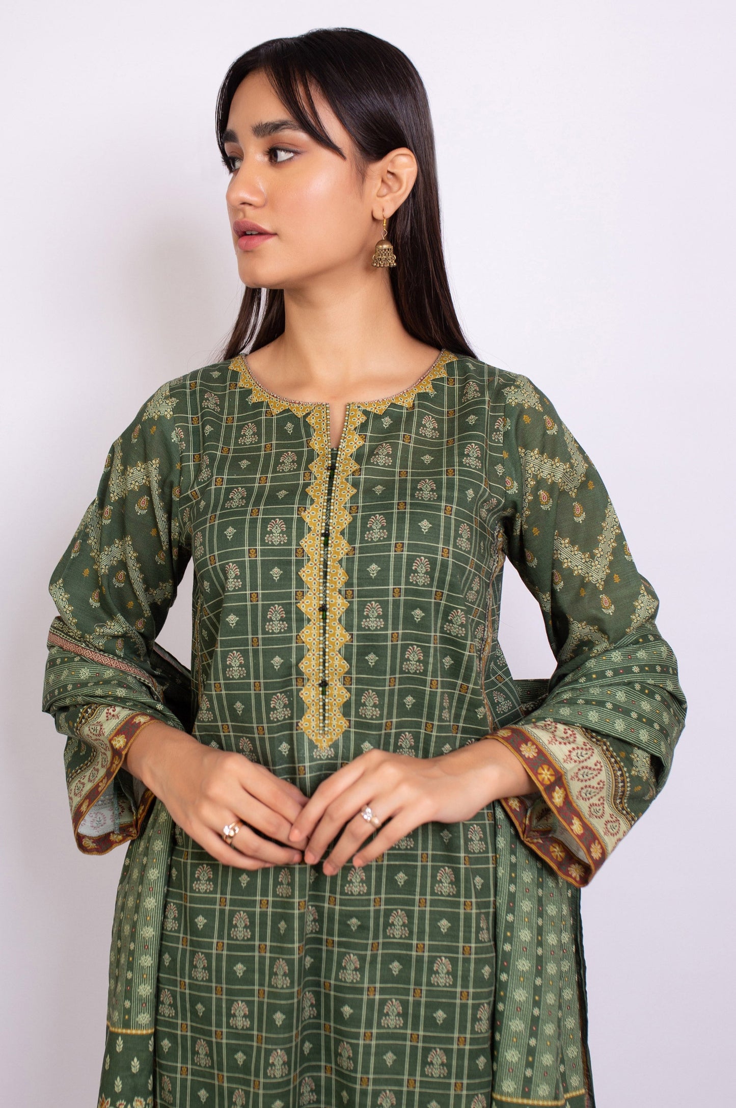 Unstitched 3 Piece Printed Linen Viscose Suit