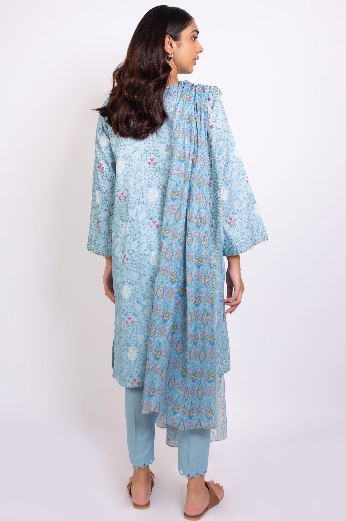 Unstitched 3 Piece Printed Doria Linen Viscose Suit