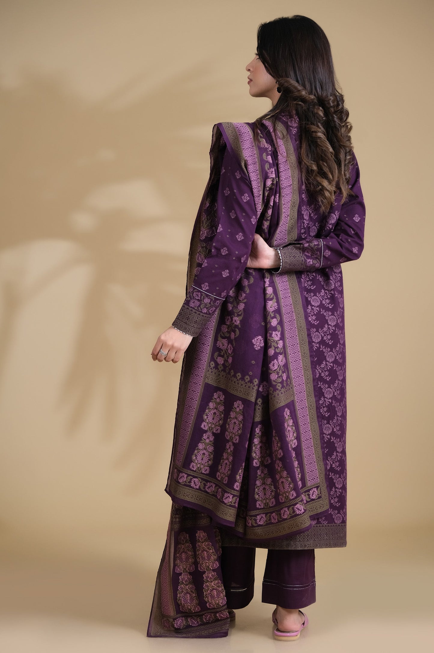Unstitched 3 Piece Dyed Jacquard Suit