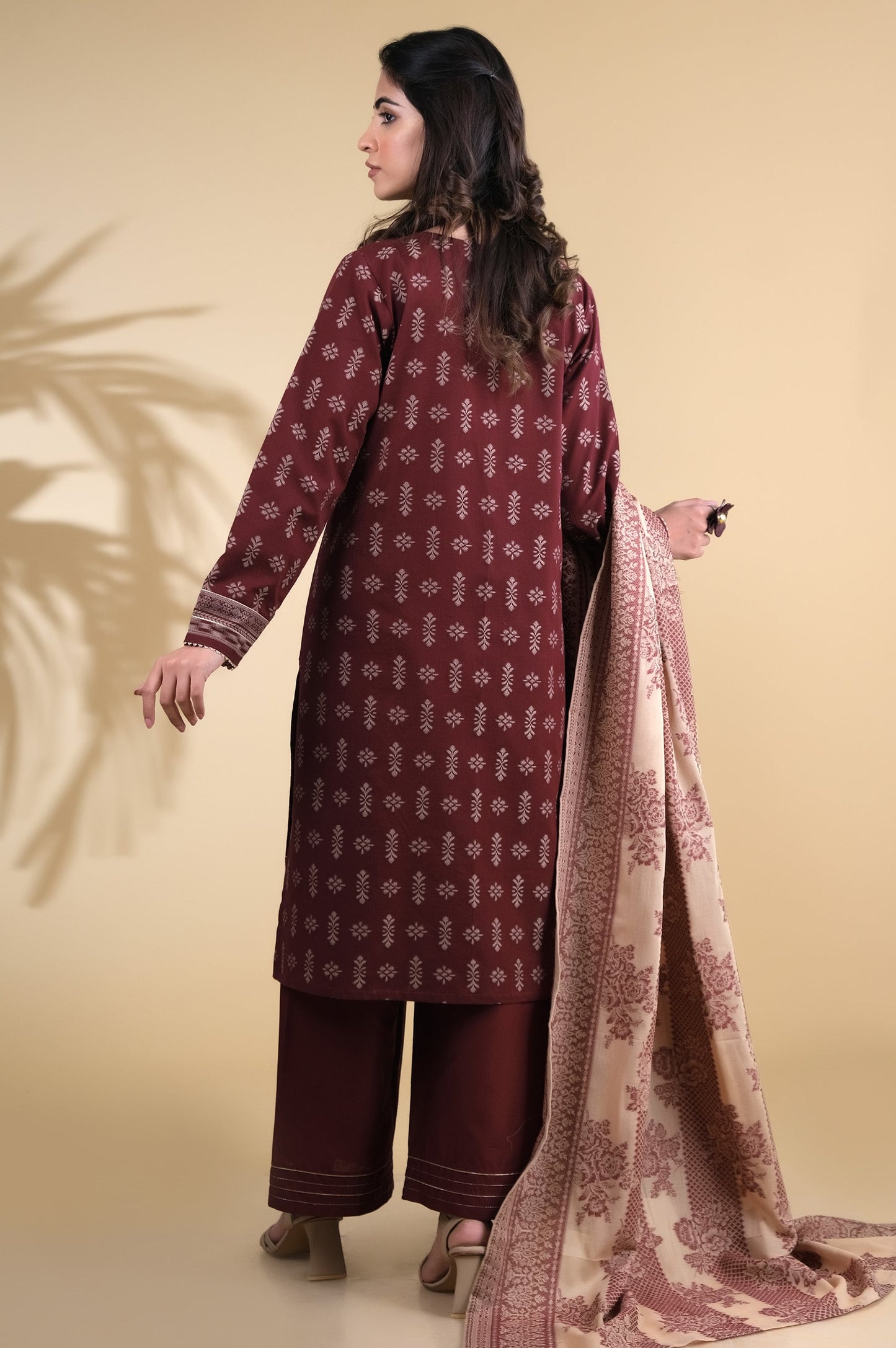 Unstitched 3 Piece Dyed Jacquard Suit
