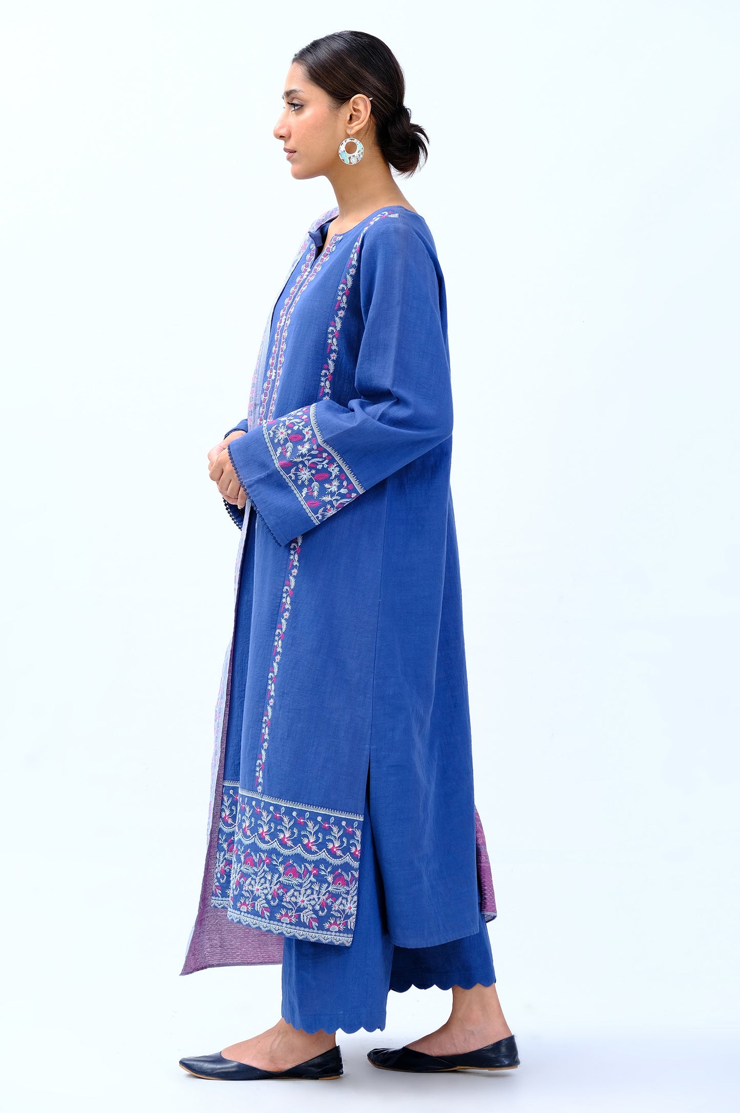 Stitched 3 Piece Embroidered Khaddar with Yarn Dyed Shawl