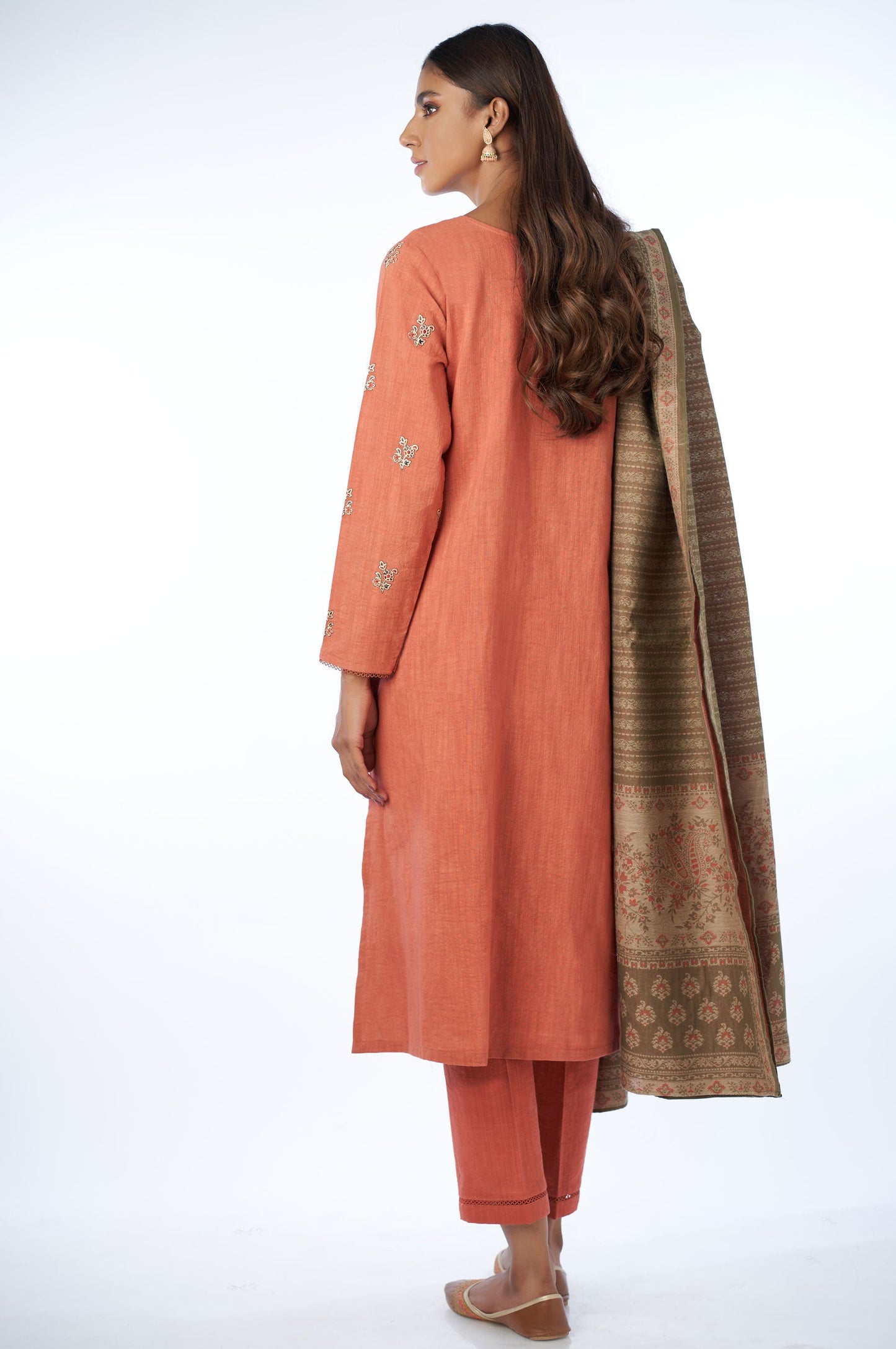 Unstitched 3 Piece Embroidered Khaddar Suit with Yarn Dyed Shawl