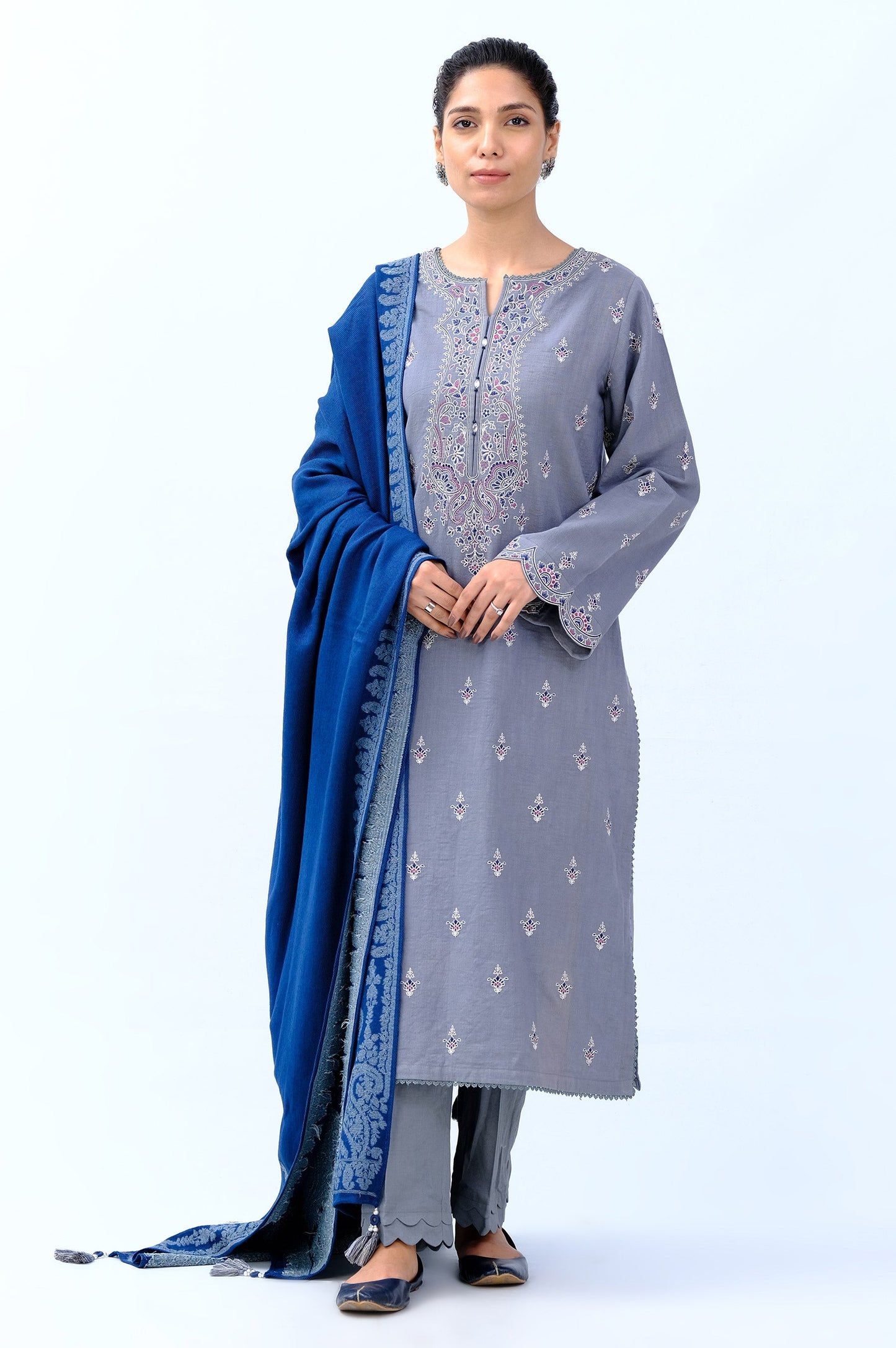 Stitched 2 Piece Embroidered Khaddar Suit