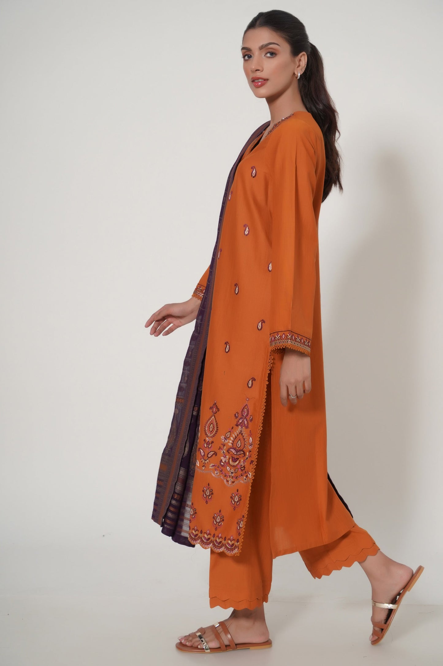 Unstitched khaddar embroidered 3 Piece Suit