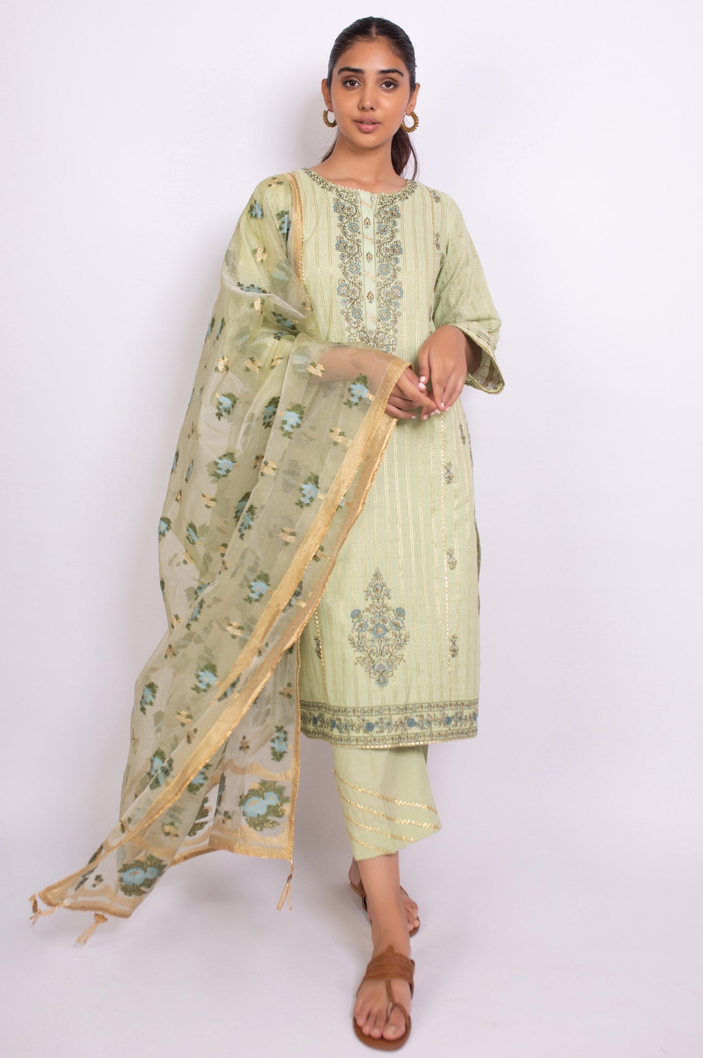 Unstitched 3 Piece Embroidered Maysuri Jacquard Suit