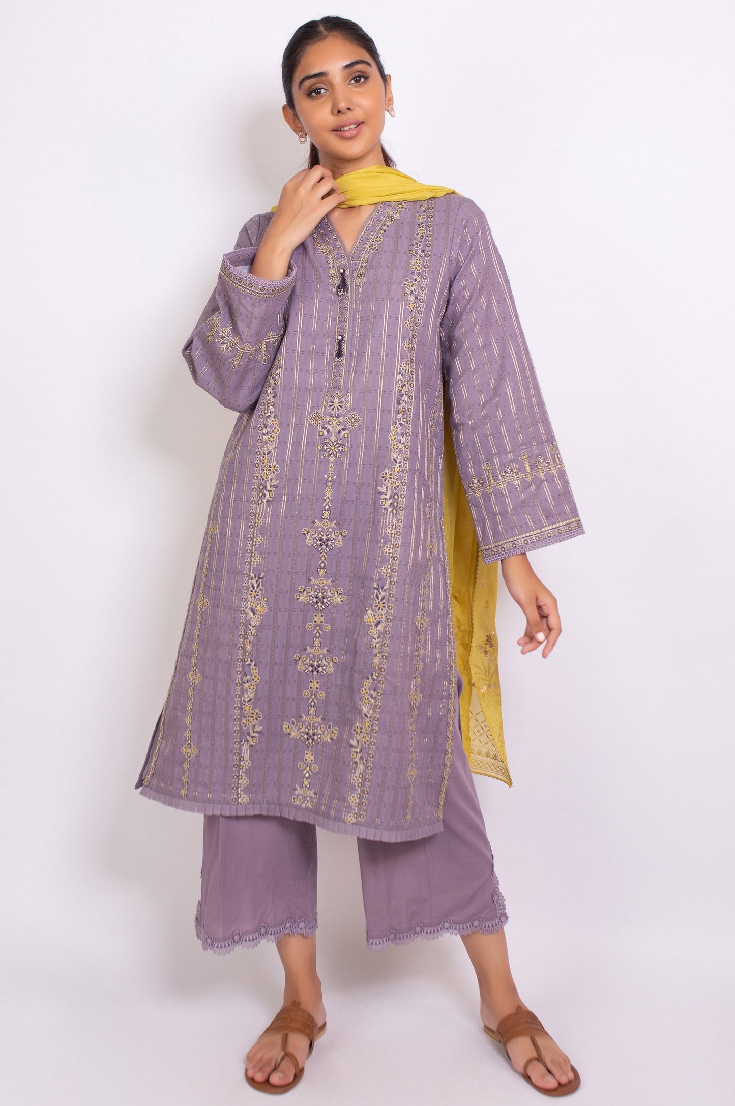 Unstitched 3 Piece Embroidered Maysuri Jacquard Suit