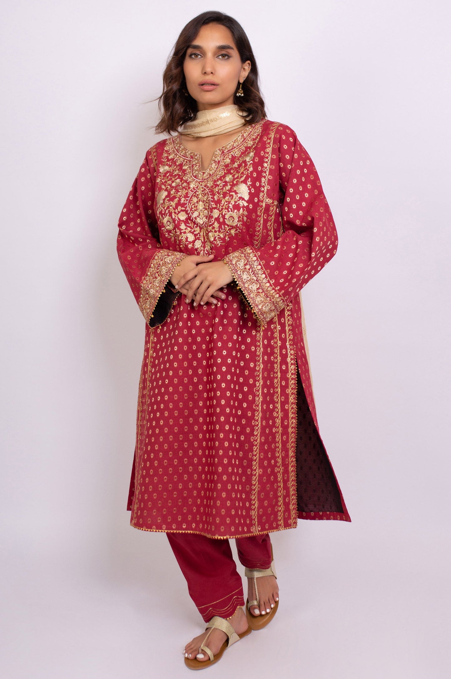 Unstitched 3 Piece Embroidered Maysuri Jacquard Suit