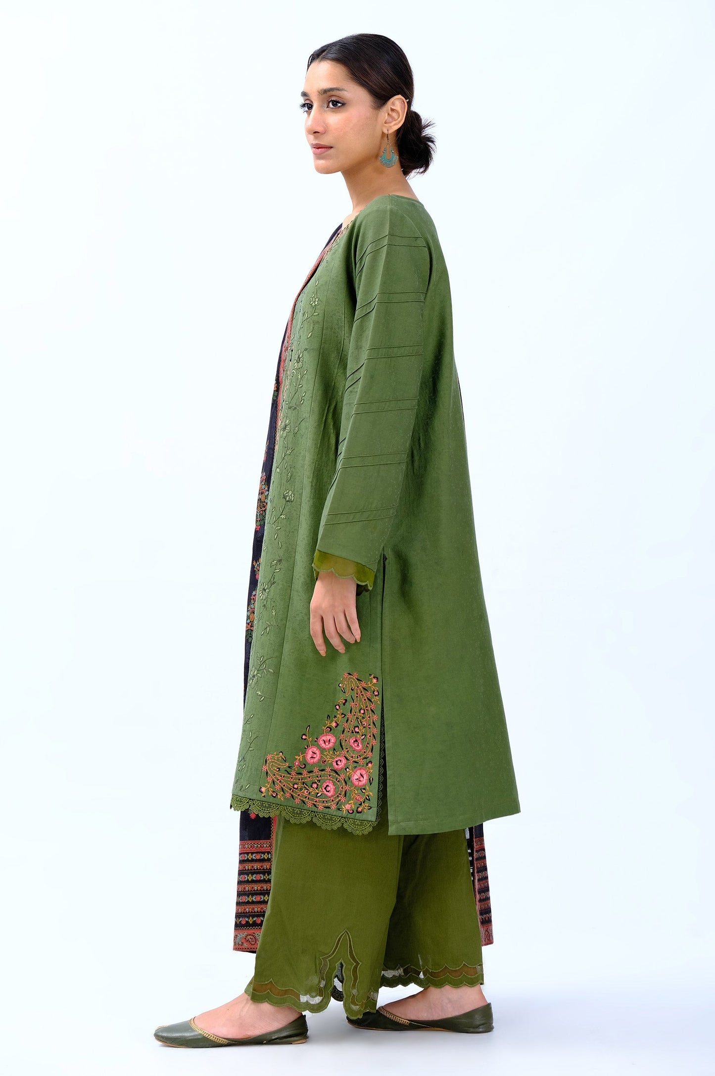 Unstitched 3 Piece Embroidered Satin Jacquard Suit