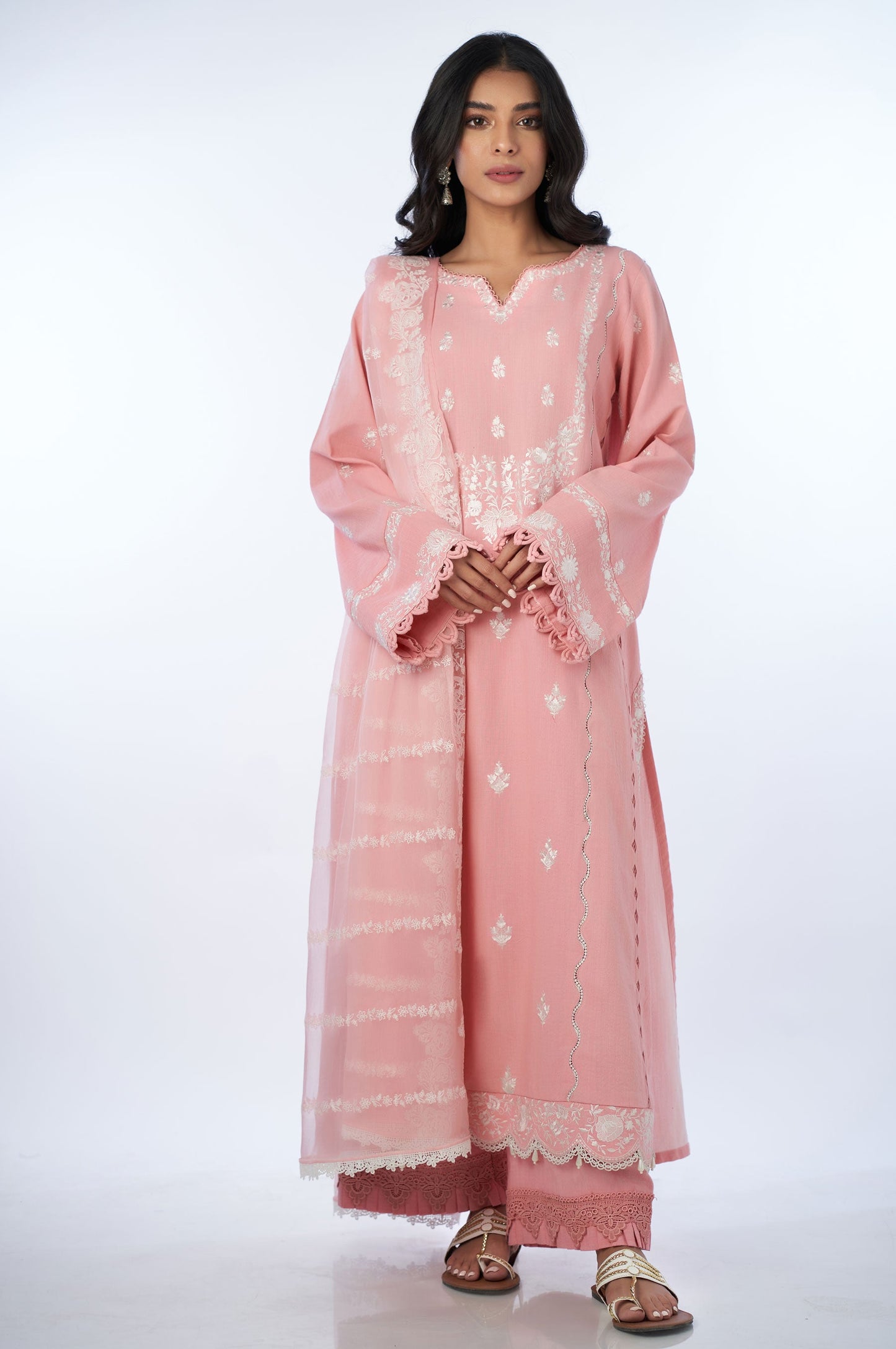 Unstitched 3 Piece Embroidered Karandi Suit