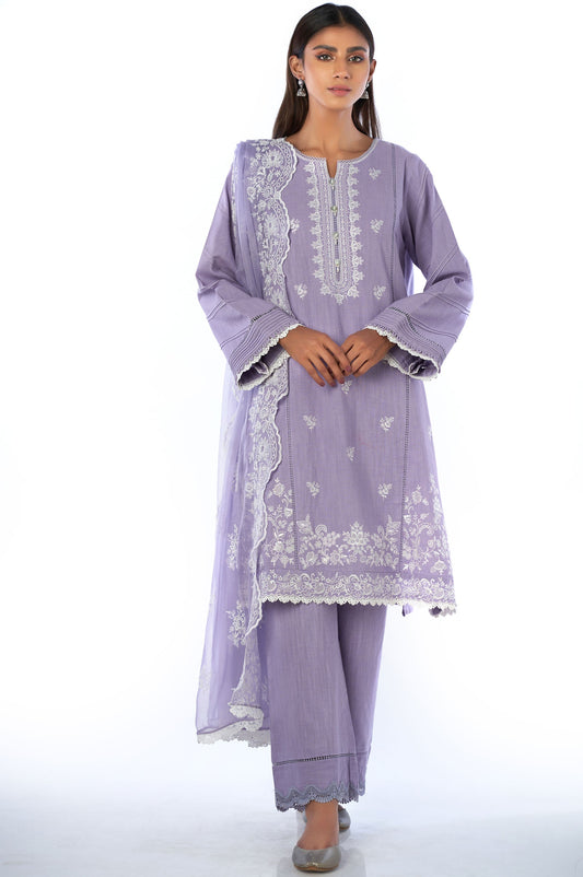 Unstitched 3 Piece Embroidered Karandi Suit