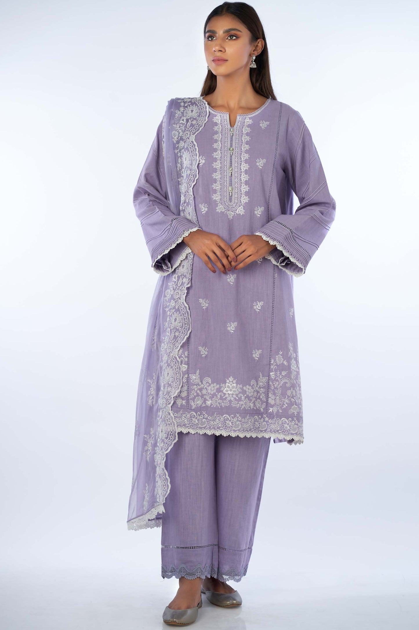 Unstitched 3 Piece Embroidered Karandi Suit