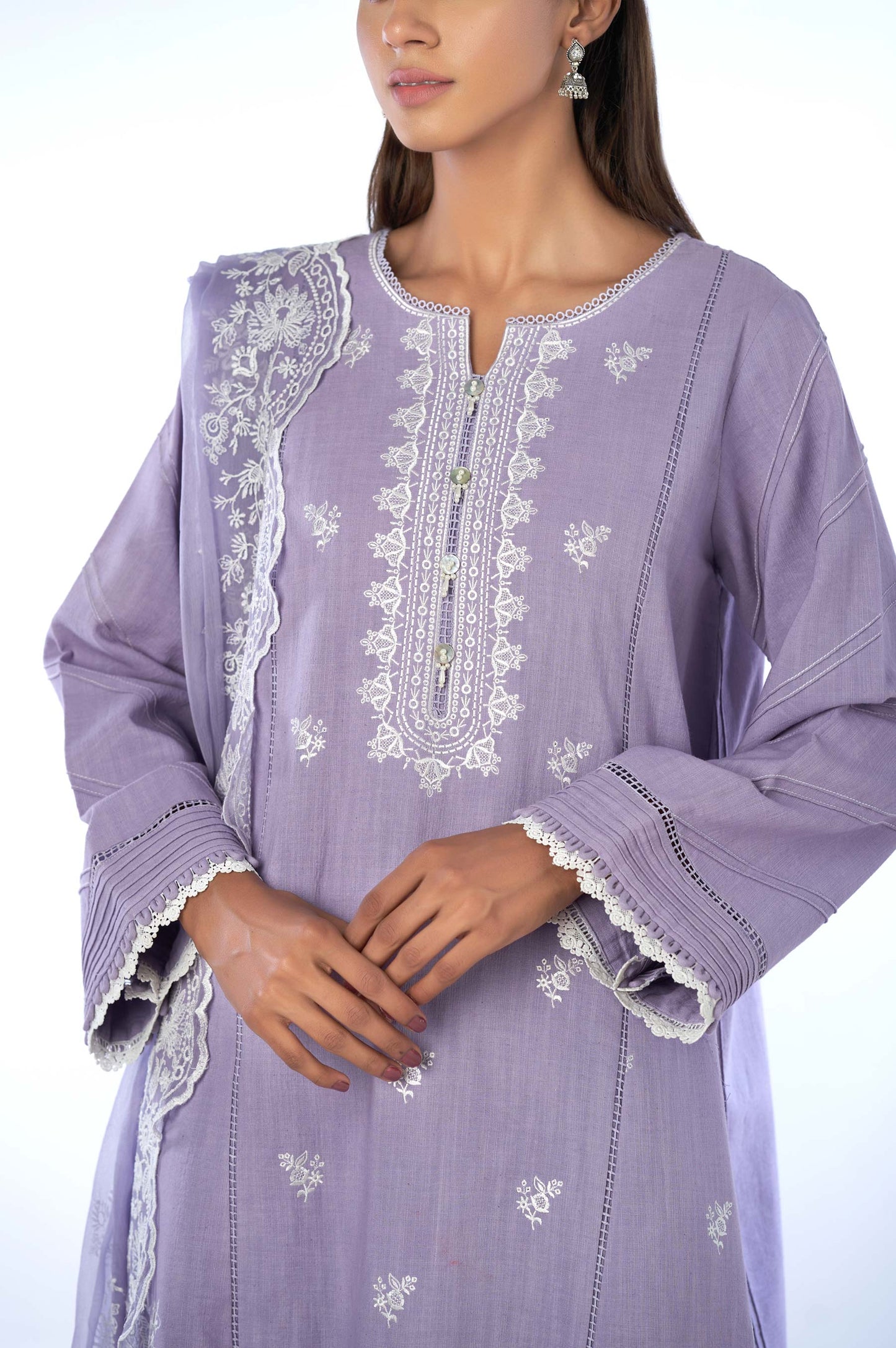Unstitched 3 Piece Embroidered Karandi Suit