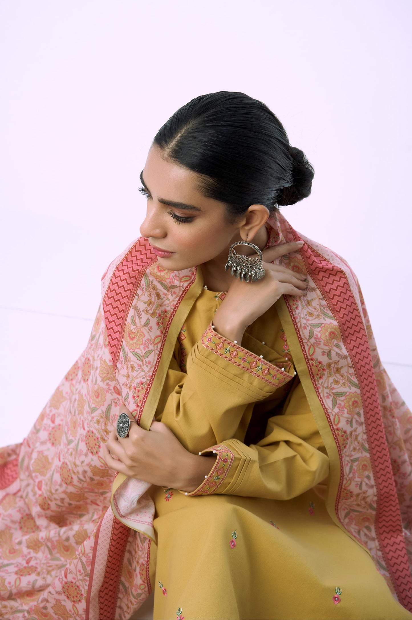 Unstitched 3 Piece Embroidered Cambric Shirt with Lawn Dupatta