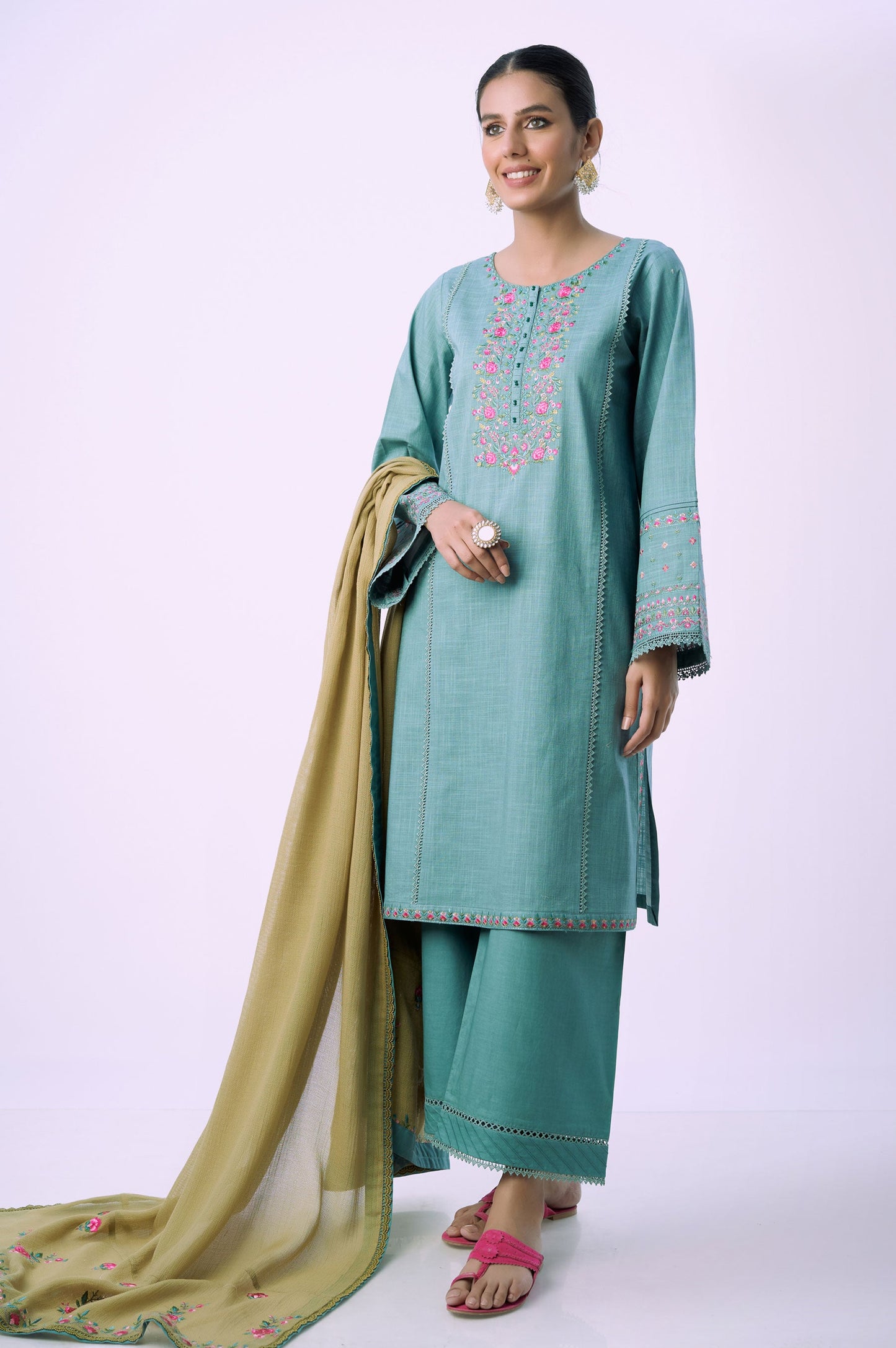 Unstitched 3 Piece Textured Slub Suit