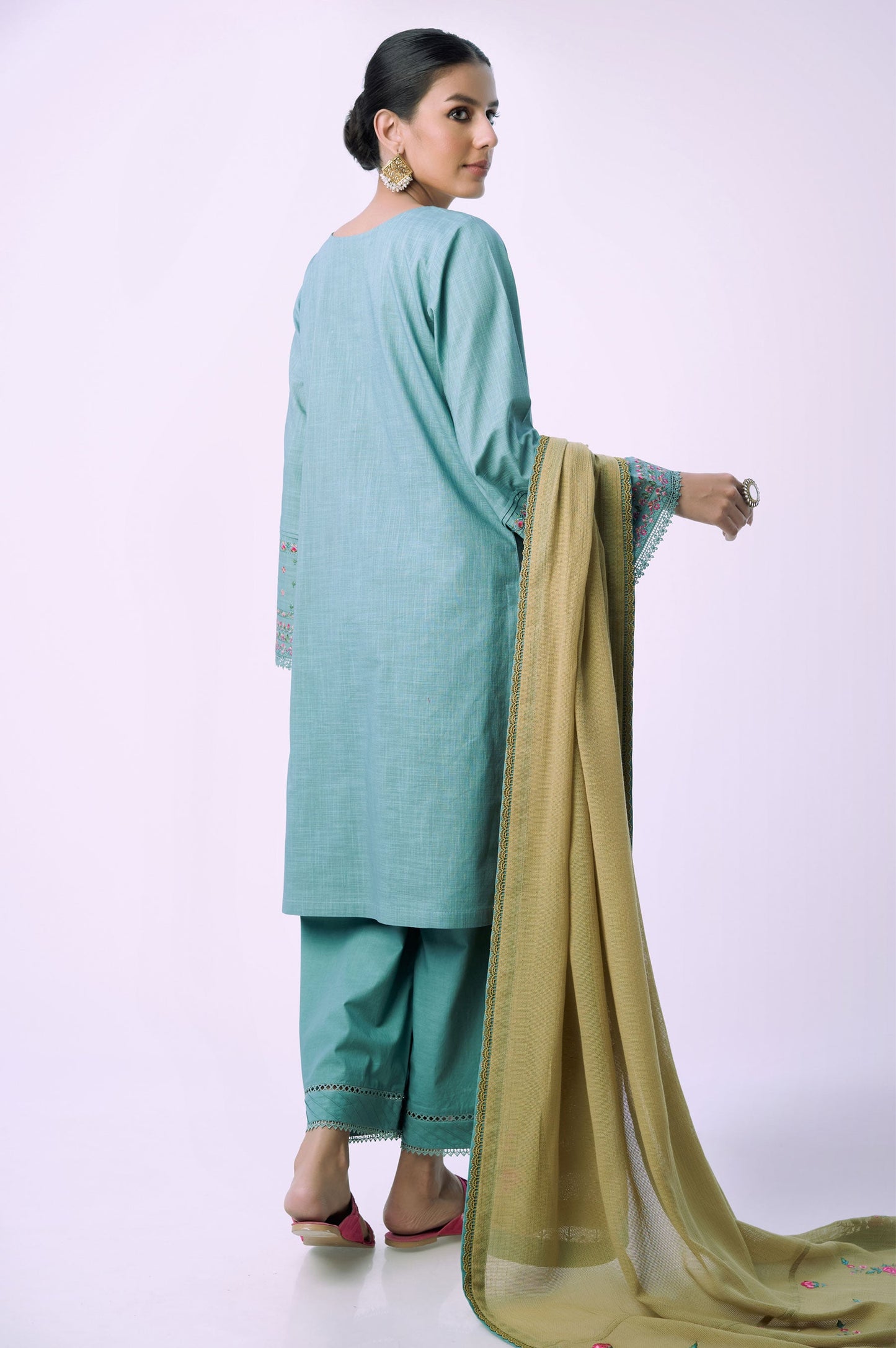 Unstitched 3 Piece Textured Slub Suit