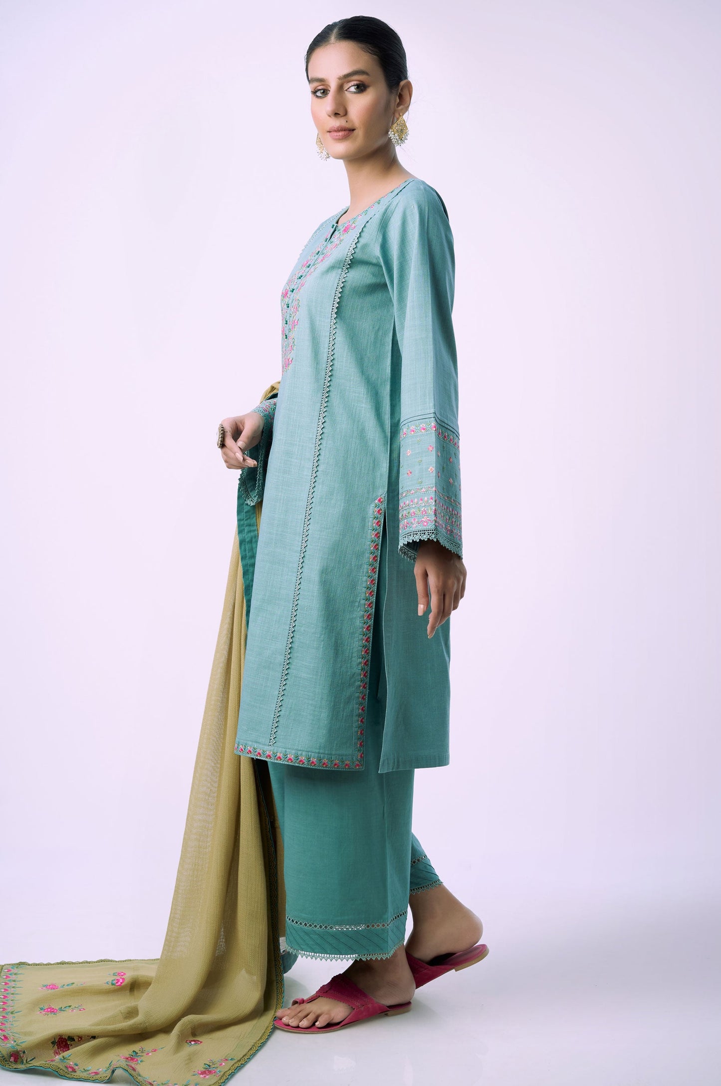 Unstitched 3 Piece Textured Slub Suit