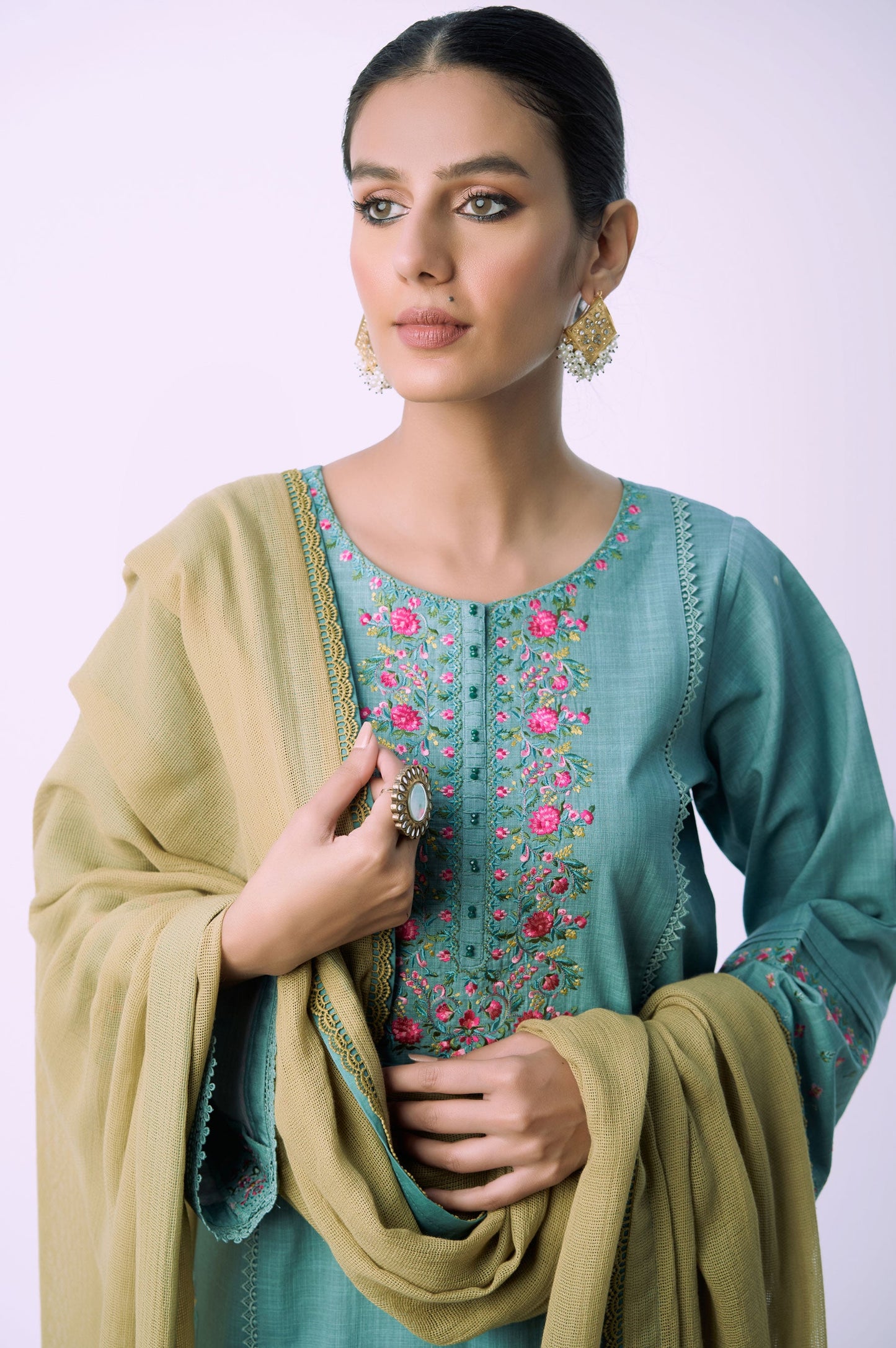 Unstitched 3 Piece Textured Slub Suit