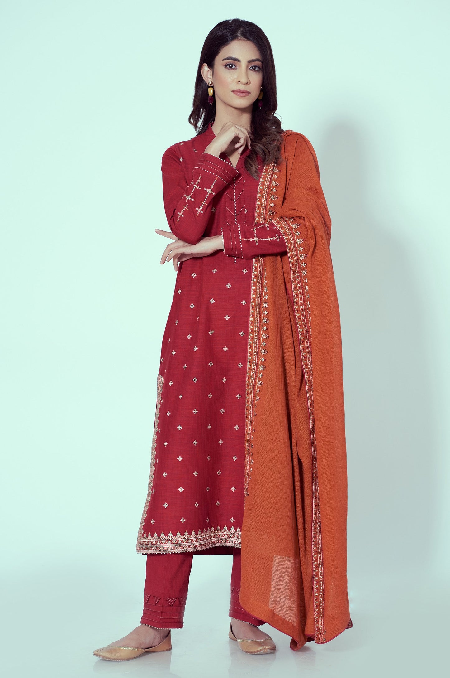 Unstitched 3 Piece Textured Slub Suit