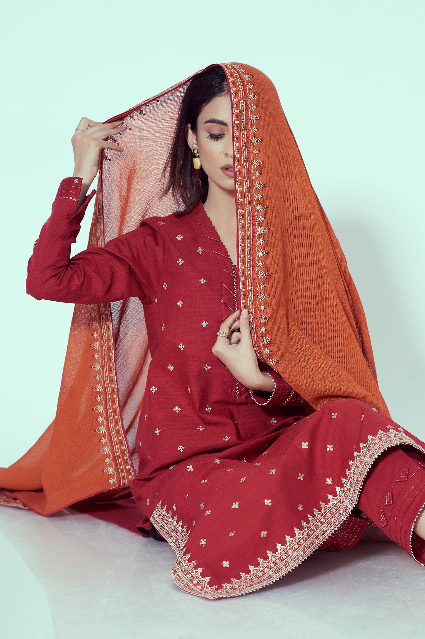 Unstitched 3 Piece Textured Slub Suit