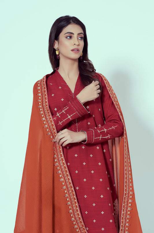 Unstitched 3 Piece Textured Slub Suit