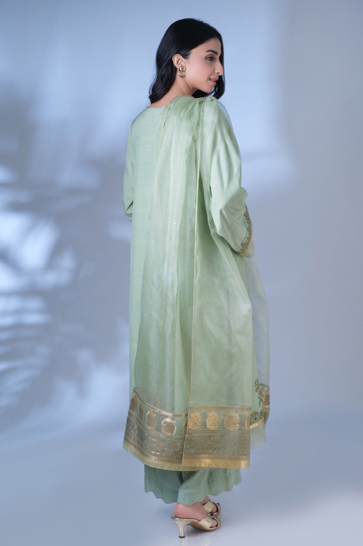 Unstitched 3 Piece Embroidered Raw Silk Suit