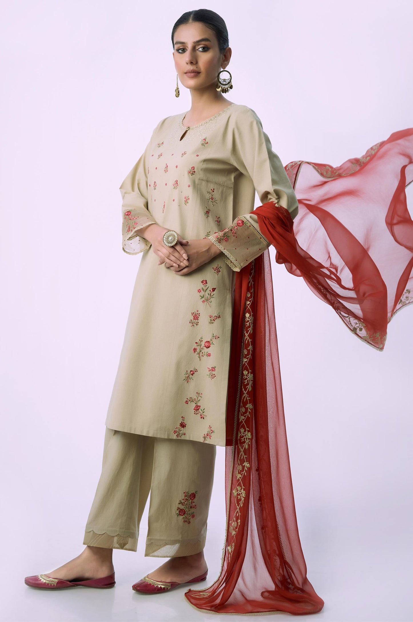 Unstitched 3 Piece Embroidered Cambric Suit