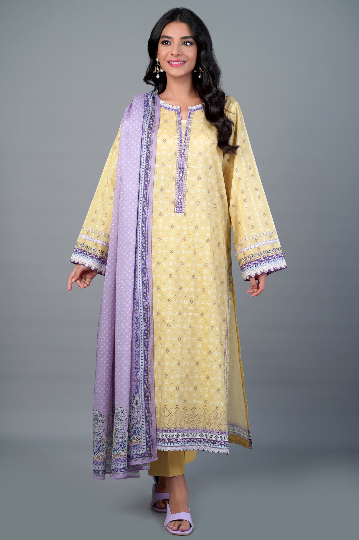 Unstitched 3 Piece Printed Lawn Suit
