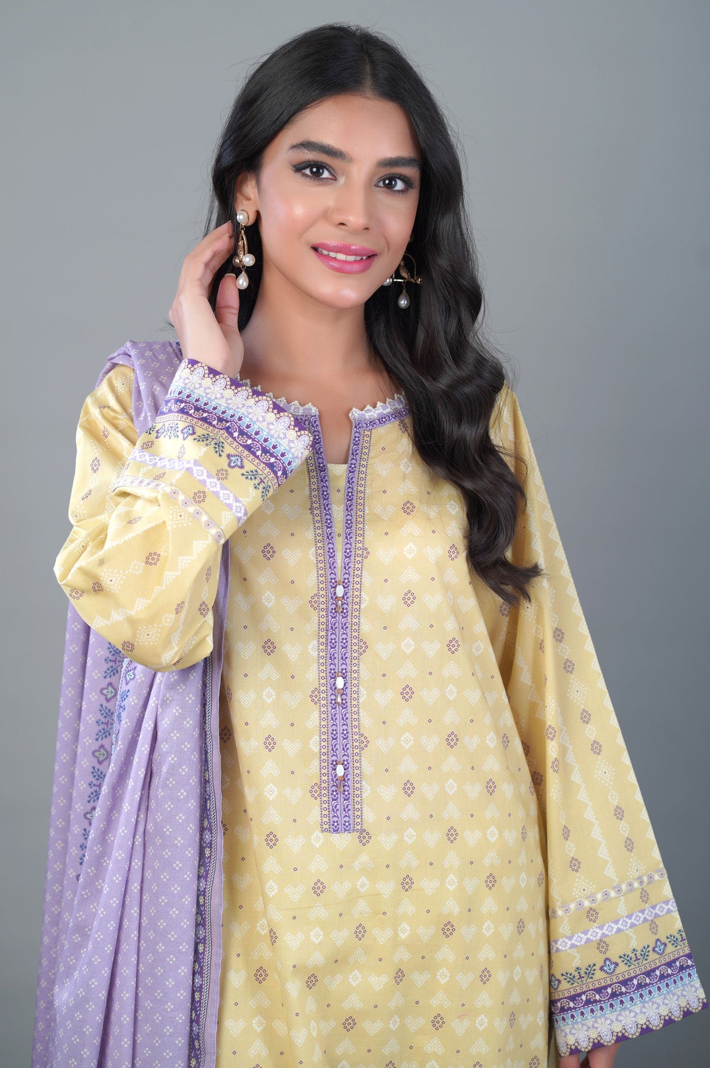 Unstitched 3 Piece Printed Lawn Suit