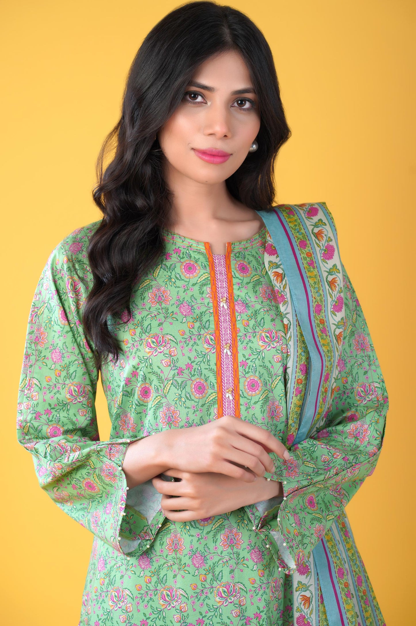 Unstitched 3 Piece Printed Lawn Suit