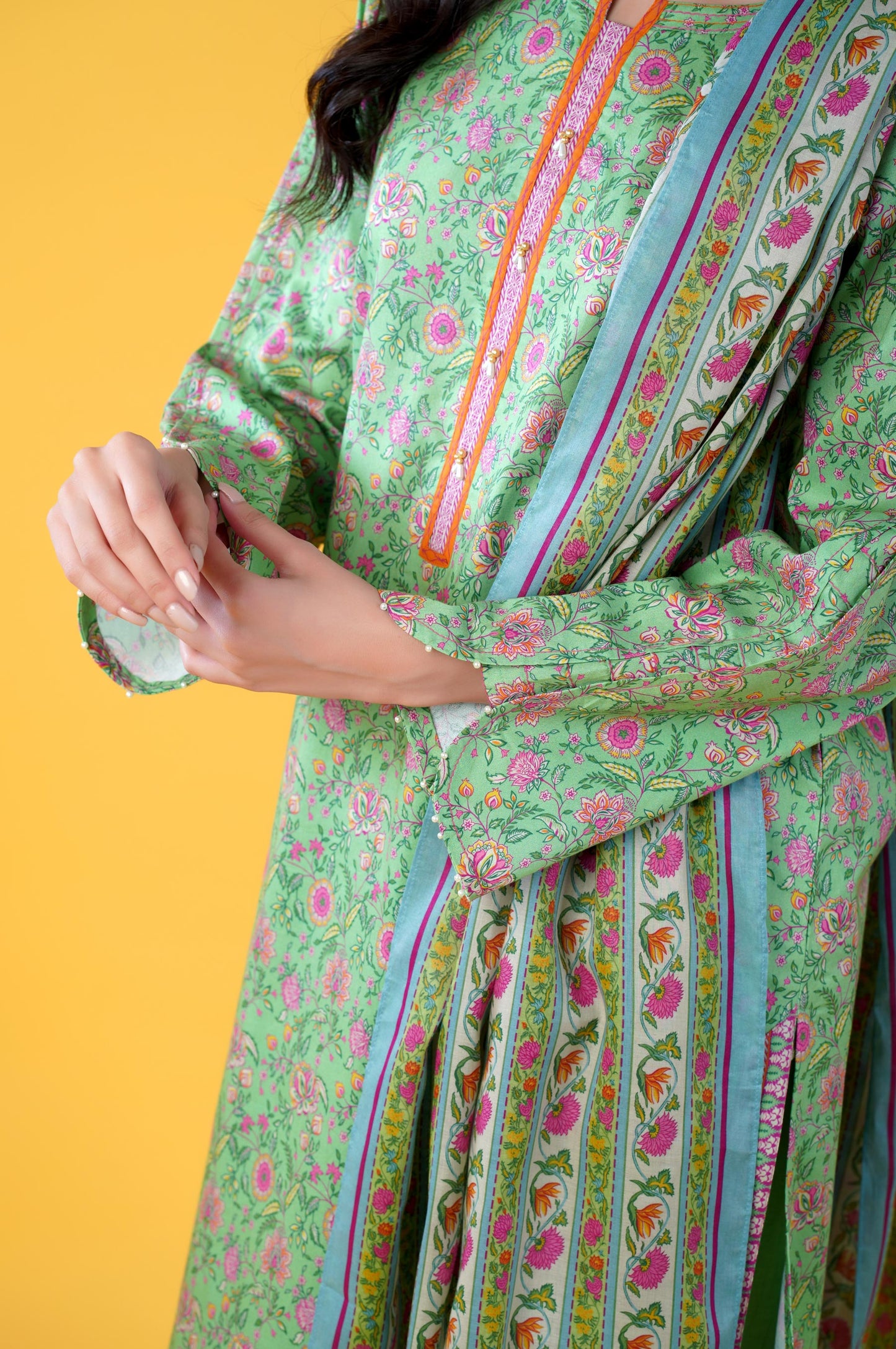 Unstitched 3 Piece Printed Lawn Suit