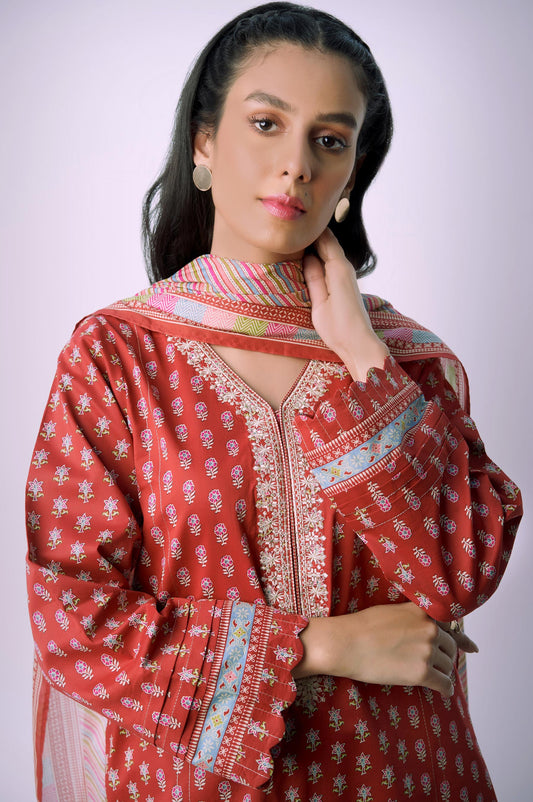 Unstitched 3 Piece Embroidered Lawn Suit