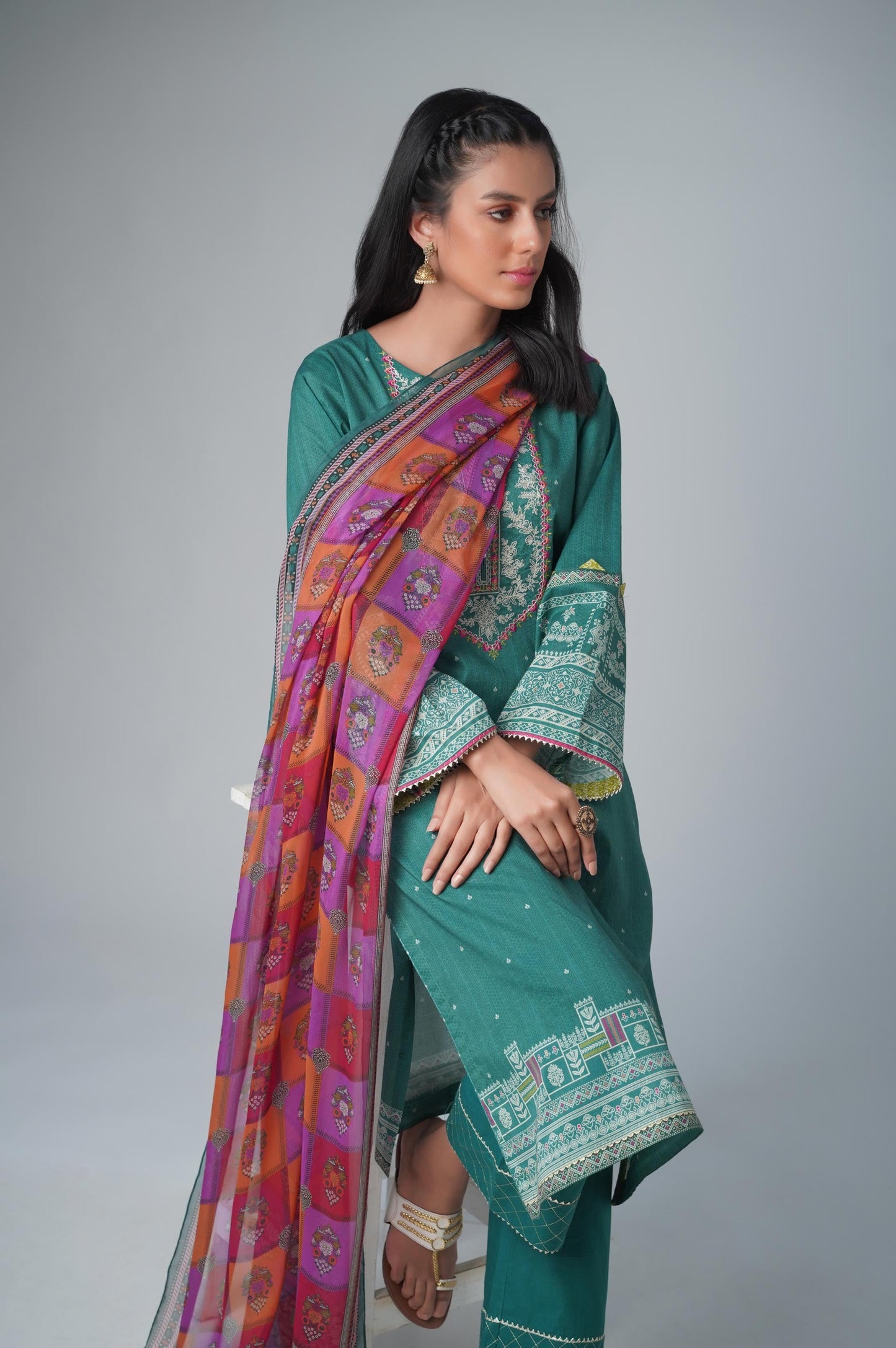 Unstitched 3 Piece Printed Lawn