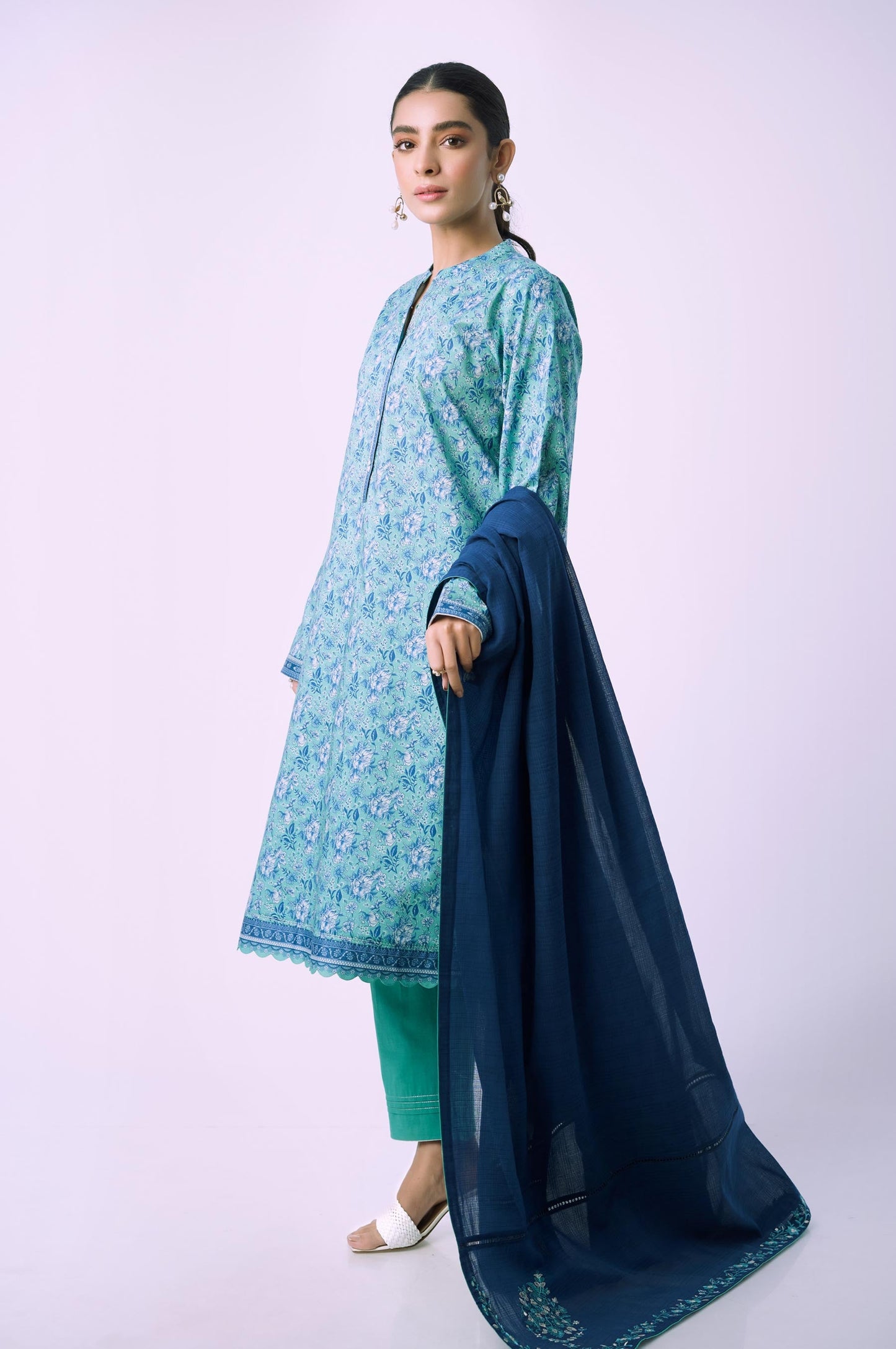 Unstitched 3 Piece Printed Lawn