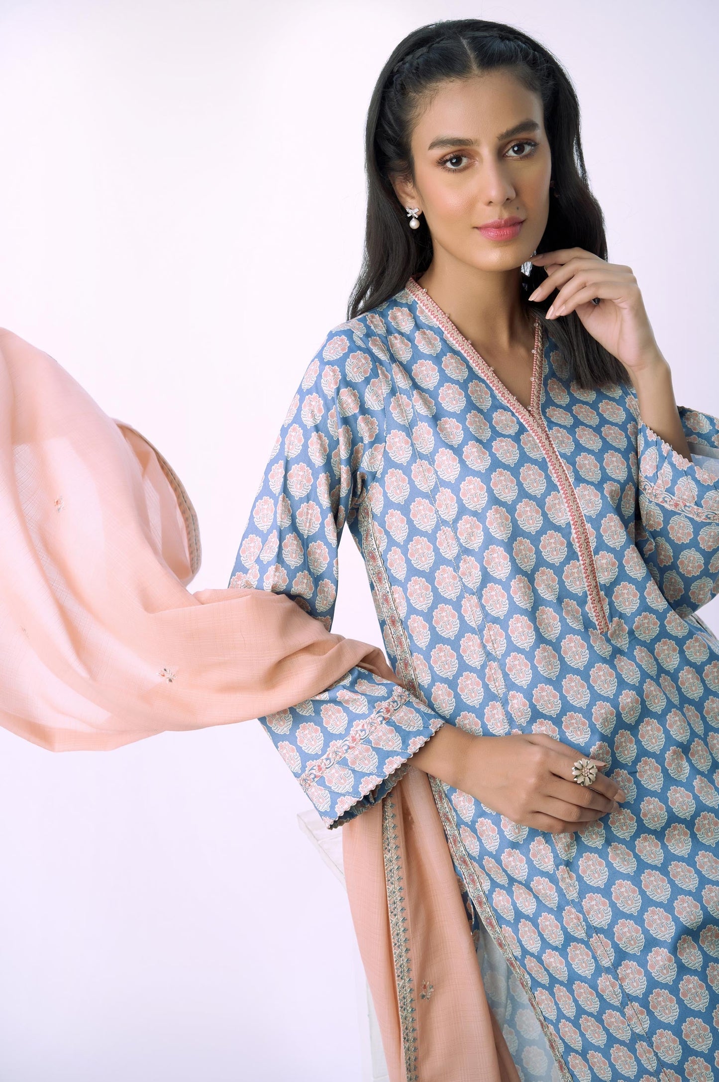 Unstitched 3 Piece Printed Lawn